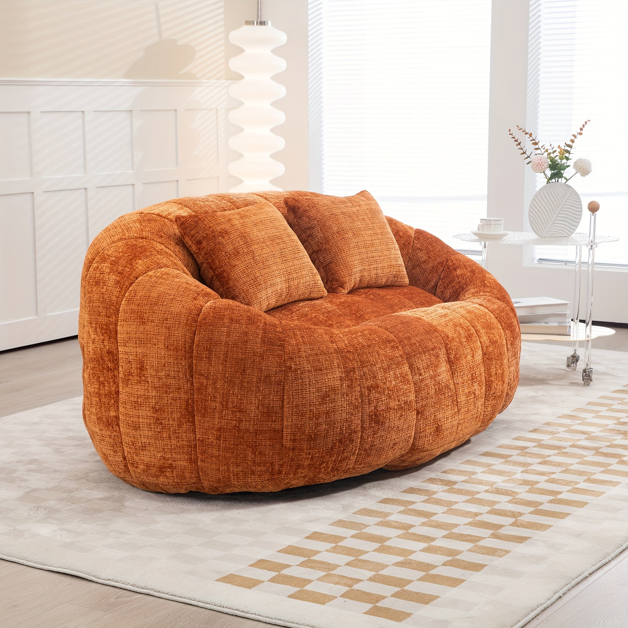Oval Padded Loveseat Boneless Couch For Living Room