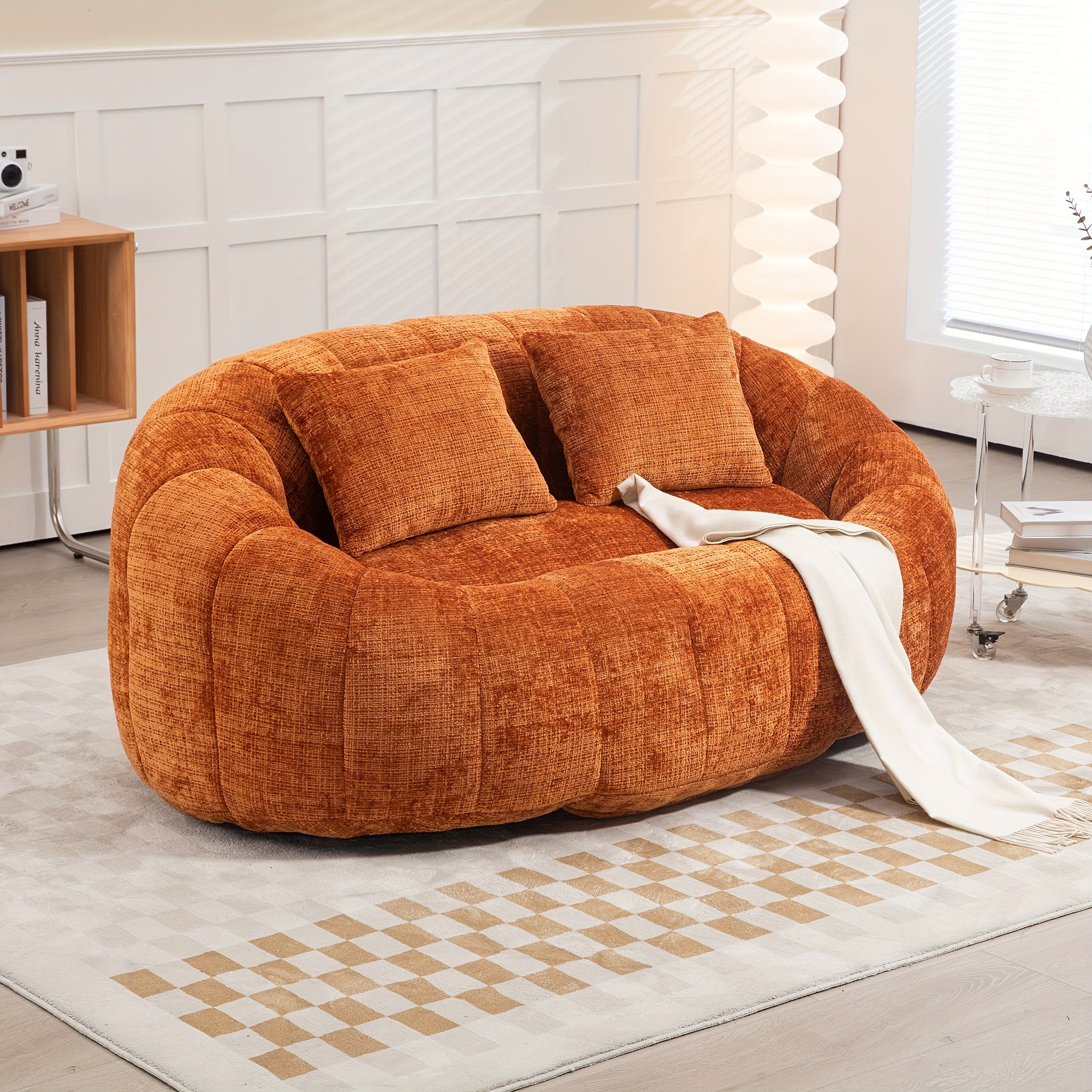 Oval Padded Loveseat Boneless Couch For Living Room