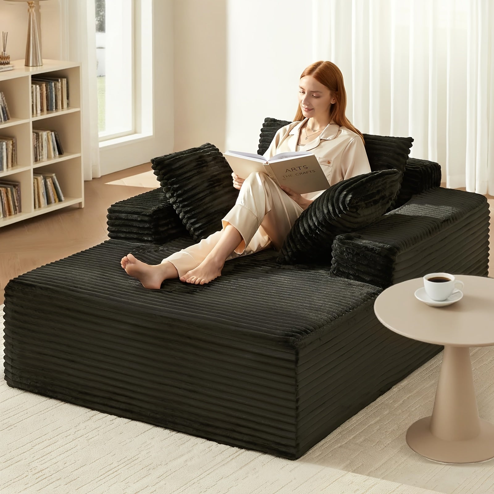 No Assembly Required 47'' Corduroy Indoor Chaise Lounge Chair Upholstered