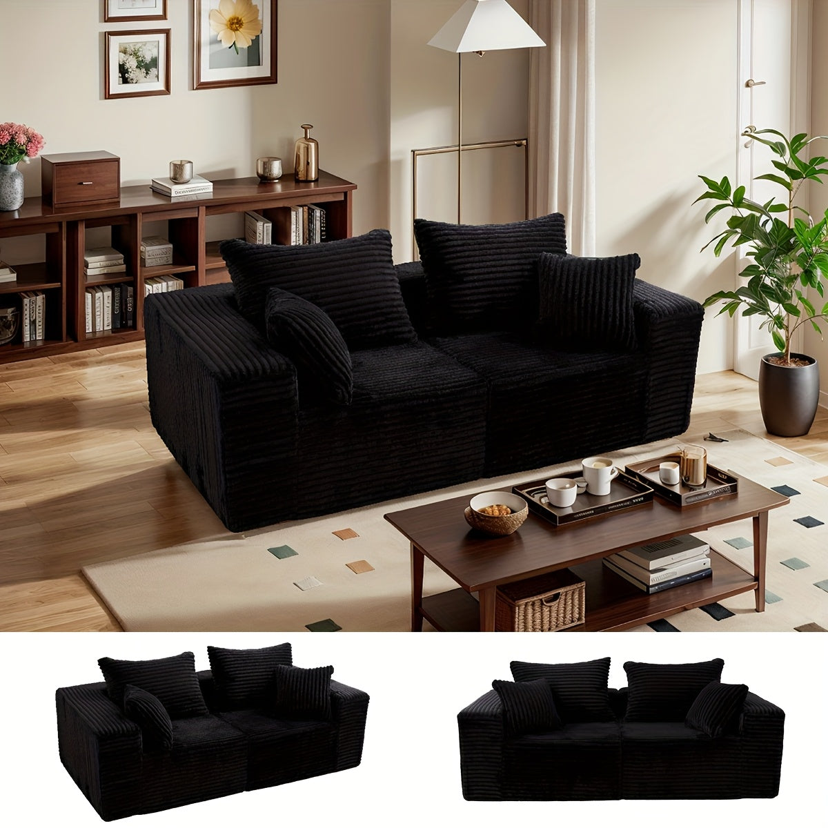 2PCS Sofa Cloud Couch Set Memory Foam Cushioning