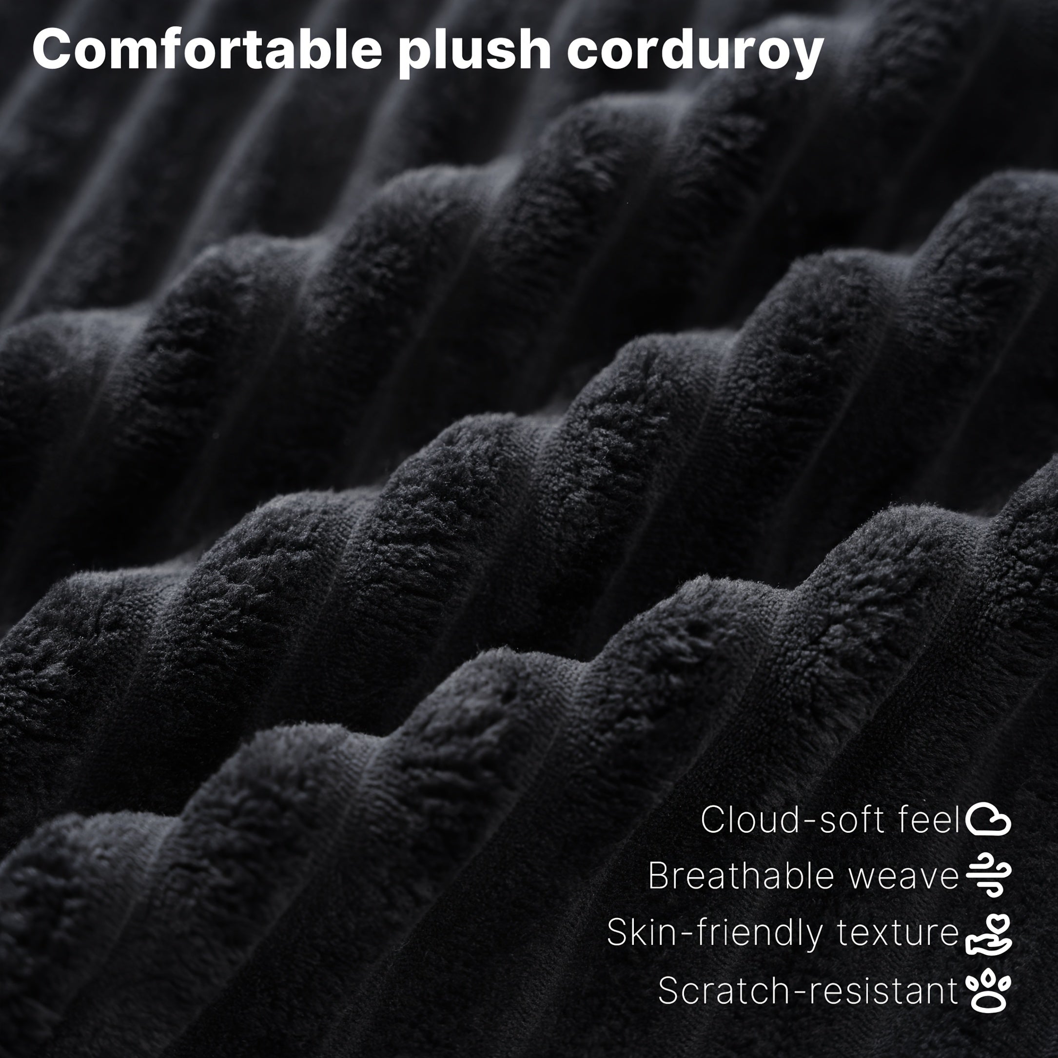 Corduroy Sofa Ottoman with Foam-Filled No Assembly Required