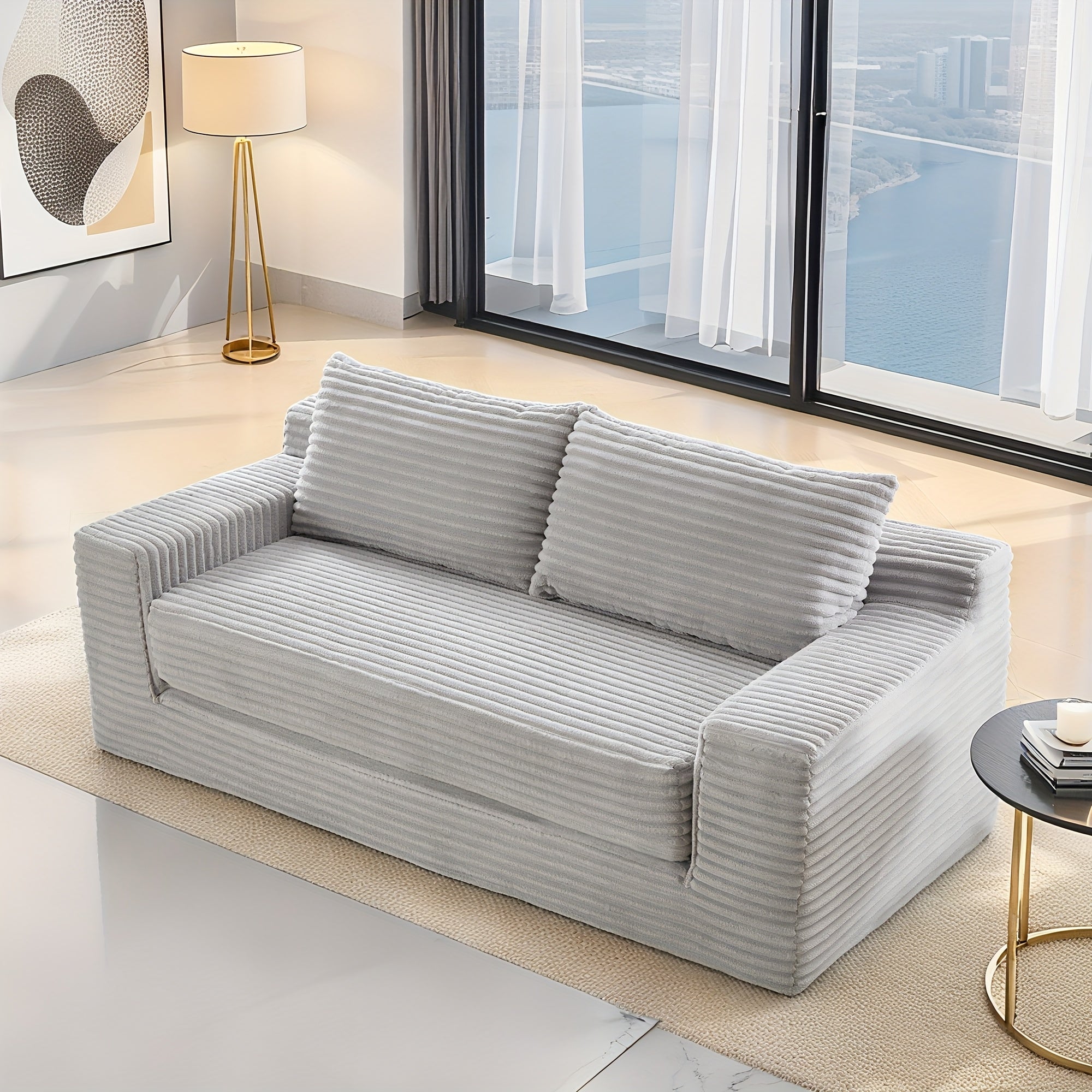 72" Loveseat Sofa Bed With Memory Foam & Steel Frame