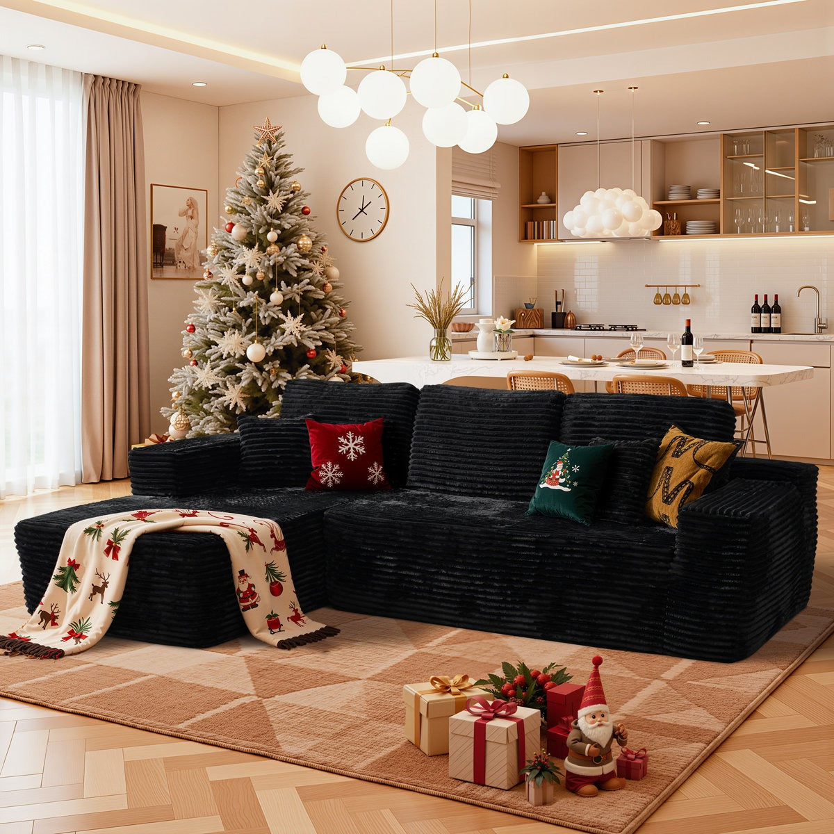 108" Oversized L Shaped Boneless Couch With Chaise No Assembly Required