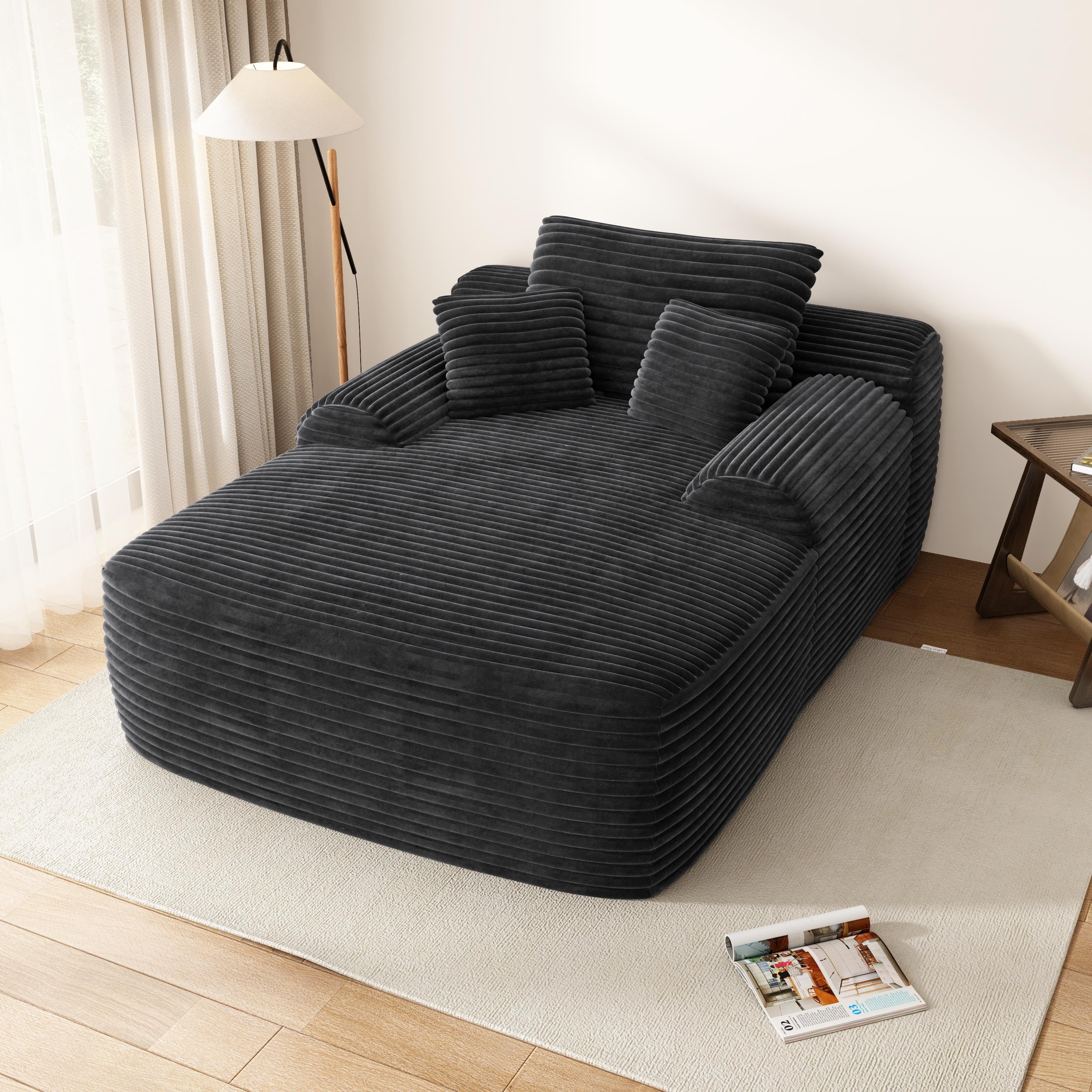 No Assembly Required 47'' Corduroy Indoor Chaise Lounge Chair Upholstered