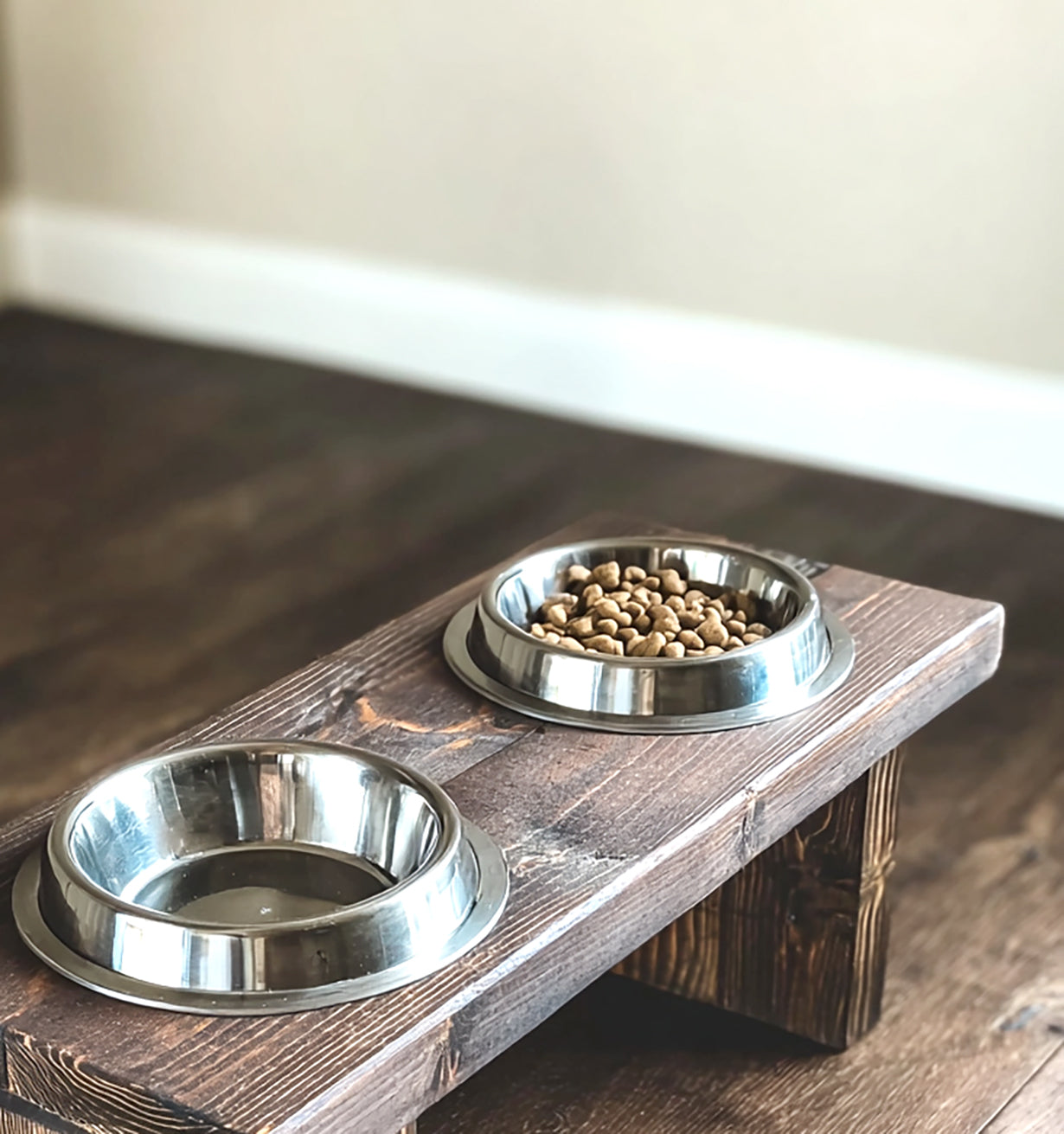 Rustic Wood Pet Feeding Station – Handmade Elevated Dog & Cat Feeder