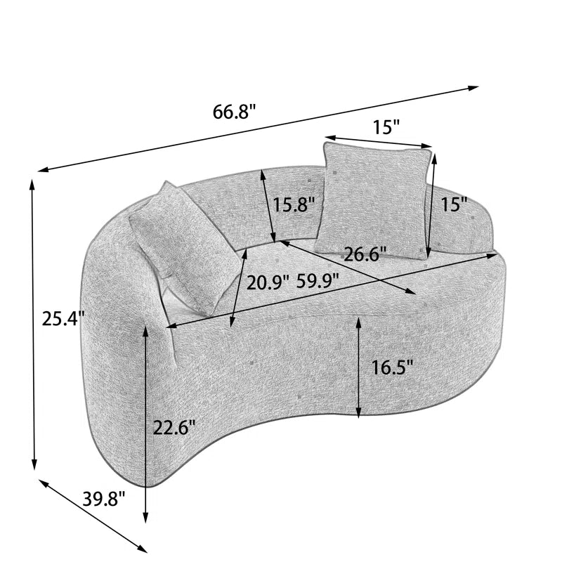67" Compressed Sectional Sofa Boneles Couch With Pillows