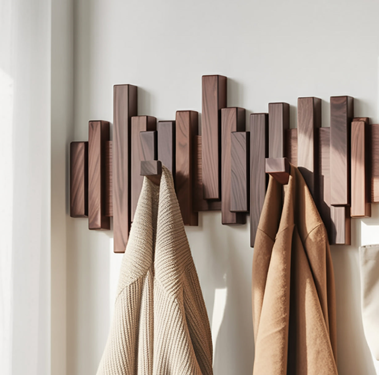 Piano Key Coat Rack – Solid Wood Wall Hook for Entryway