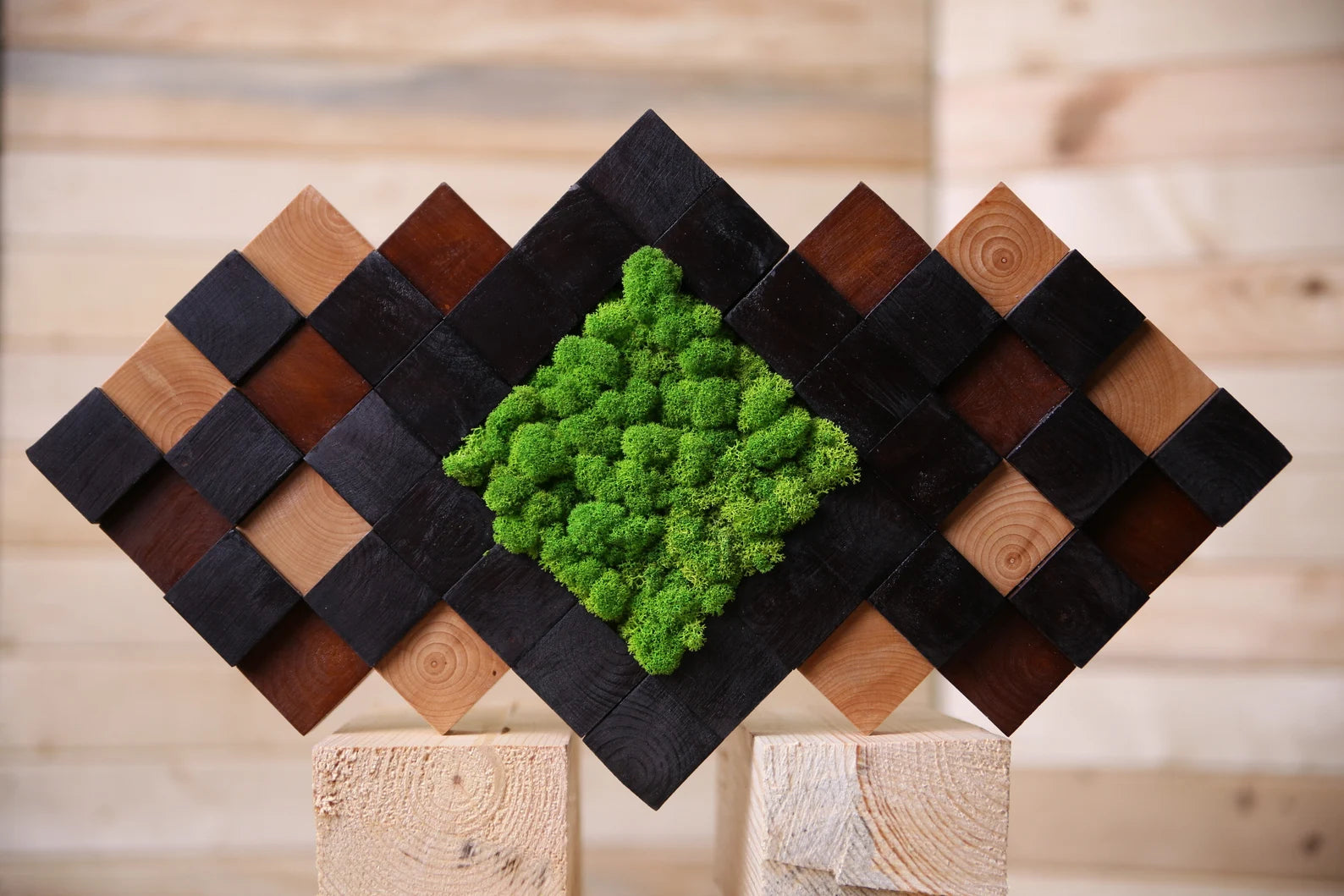 Preserved Moss Wall Art – Handmade Natural Wood Decor | Eco-Friendly Wall Hanging for Home & Office