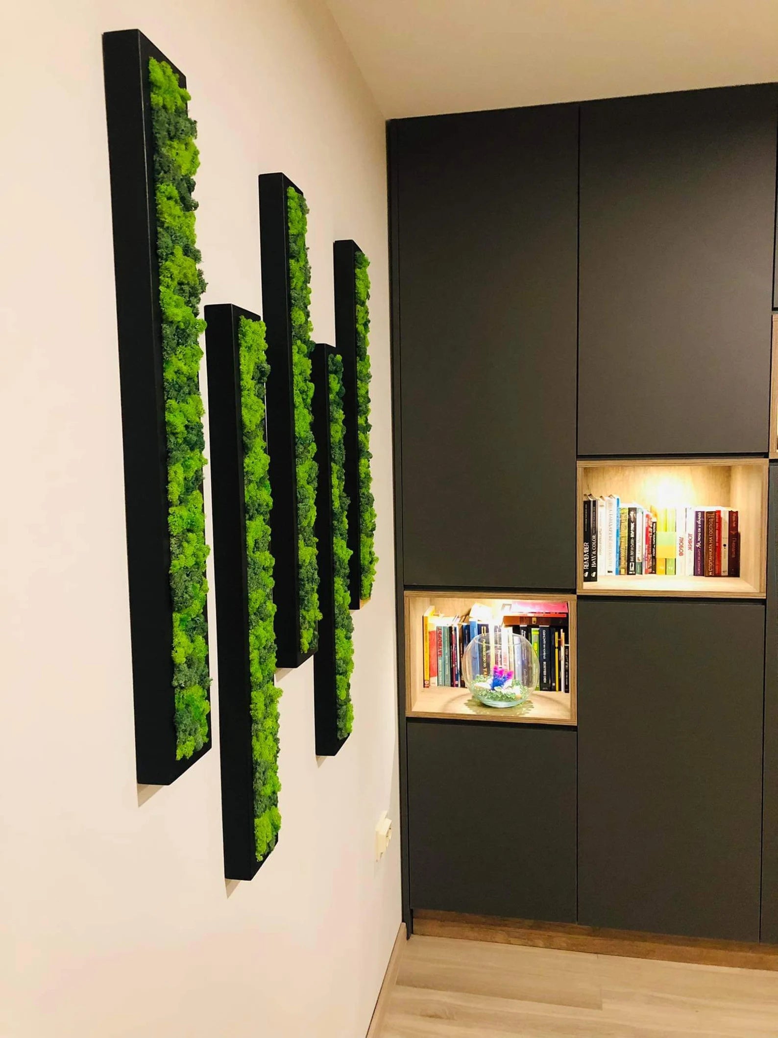 Wooden Moss Panel – Preserved Reindeer Moss Wall Art, Real Moss Wall Hanging for Home Decor