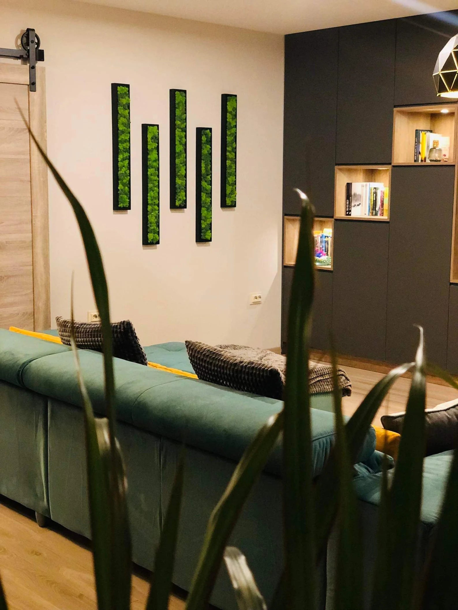 Wooden Moss Panel – Preserved Reindeer Moss Wall Art, Real Moss Wall Hanging for Home Decor