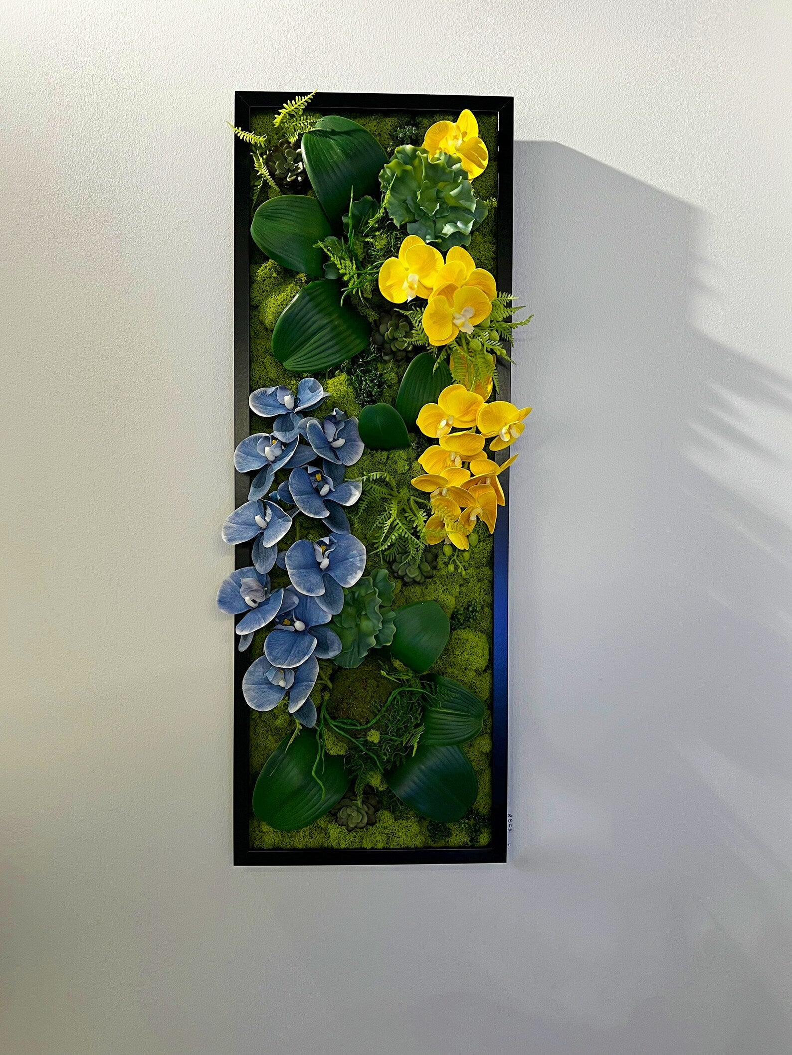 Orchid Moss Wall Art – Large Preserved Moss Decoration | White, Black, Gold Frames
