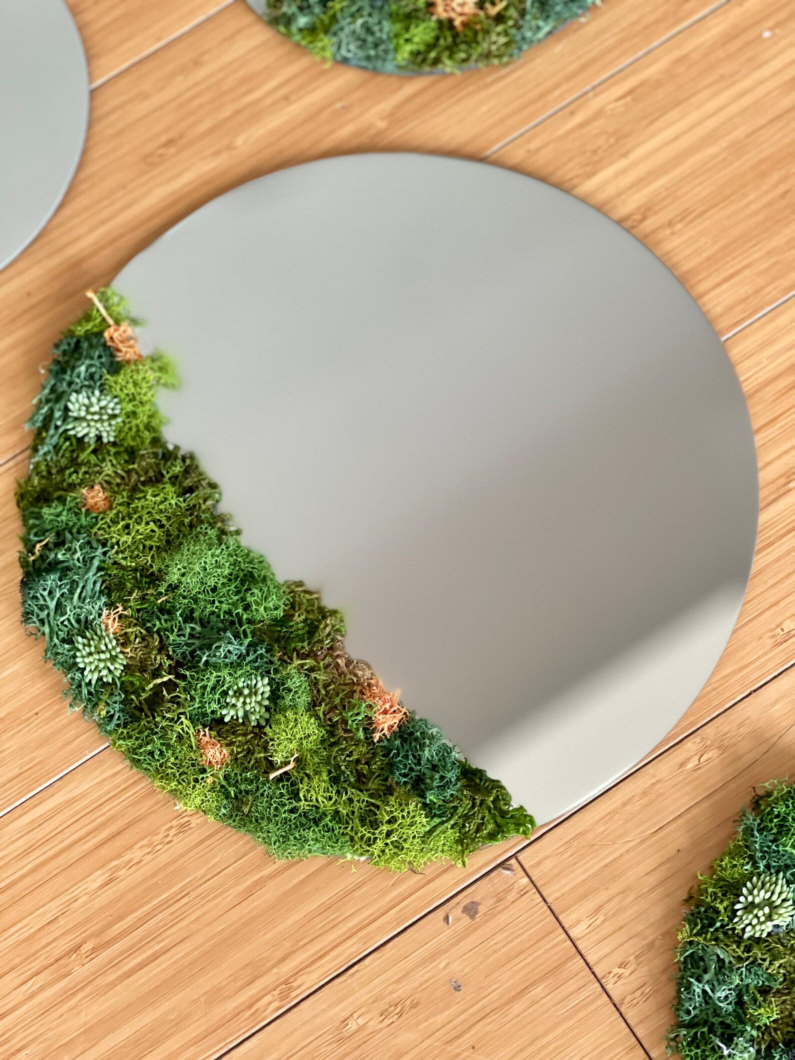 Round Moss Mirror – Preserved Moss Wall Art for Home Decor