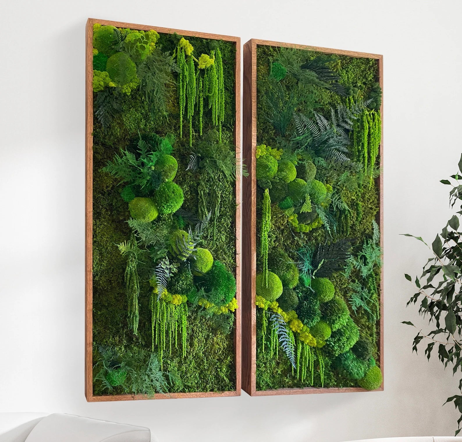 Moss Wall Art – Large Preserved Green Moss Panel, Modern Living Wall Plant Decor for Home or Office