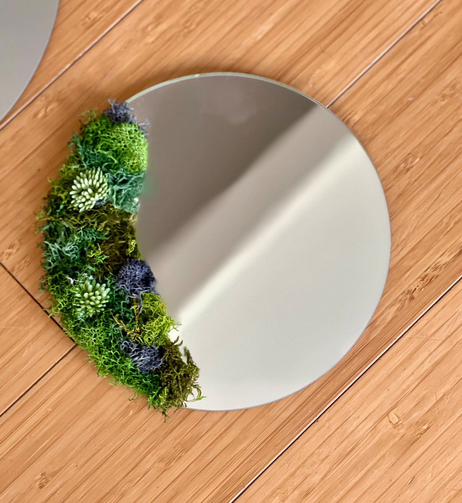 Round Moss Mirror – Preserved Moss Wall Art for Home Decor