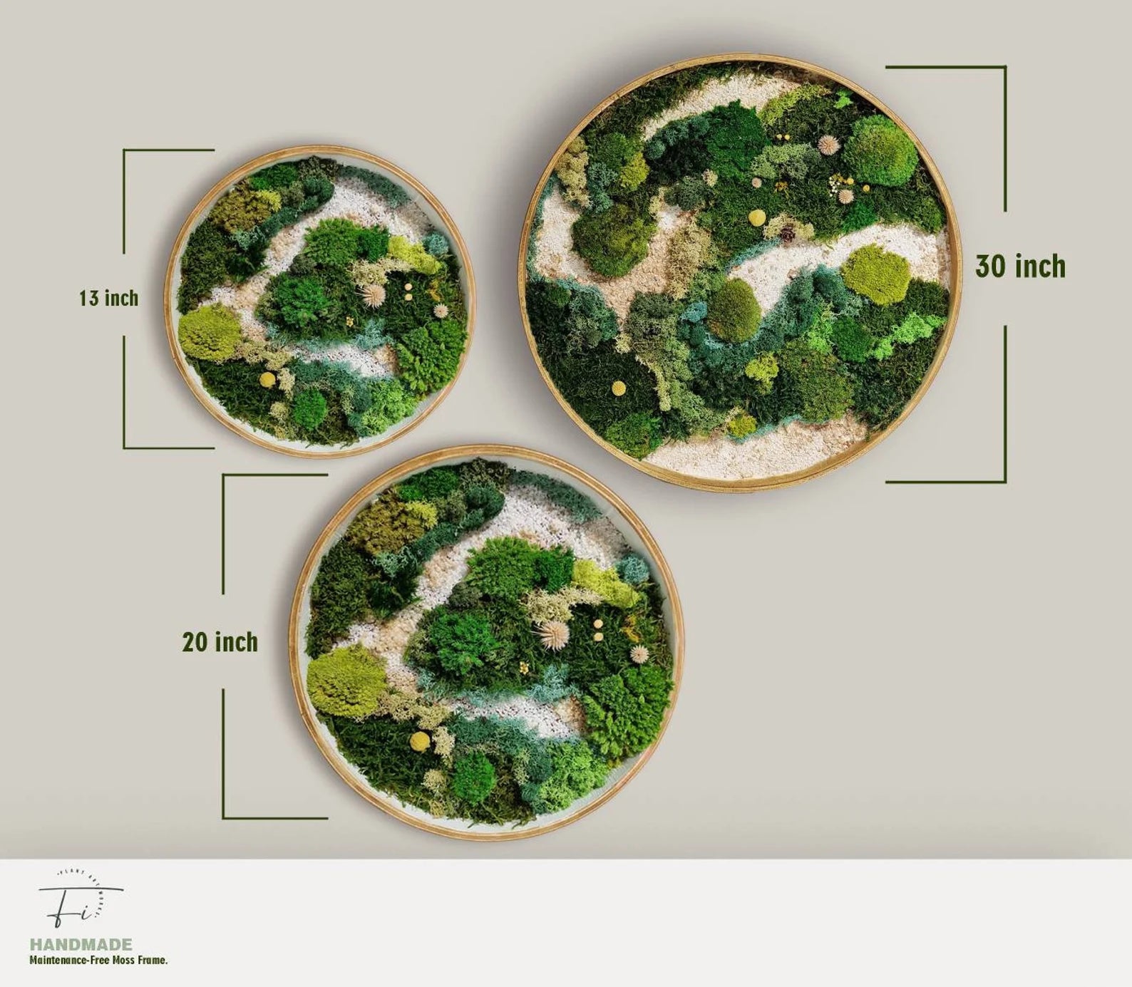 Eco-Friendly Moss Wall Art – Round Wooden Frame Greenery for Home
