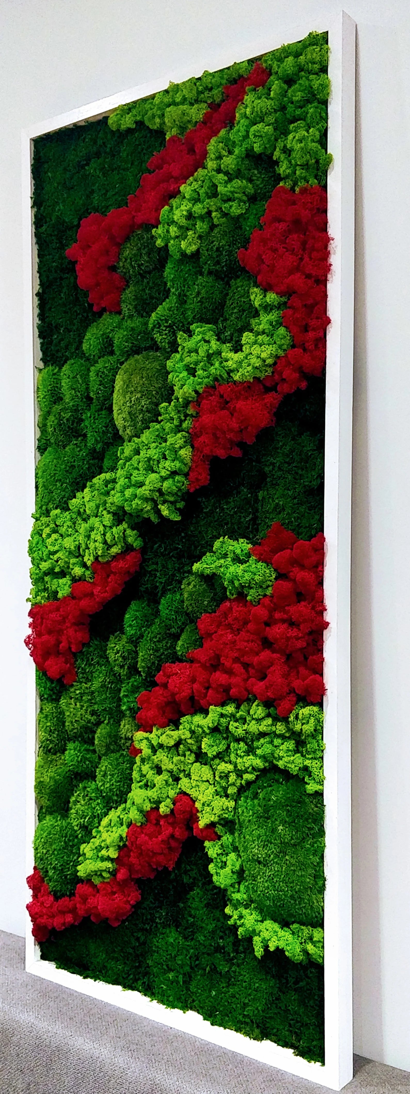 Living Wall Art | Moss Frame | Preserved Red & Green Moss Vertical Garden Decor