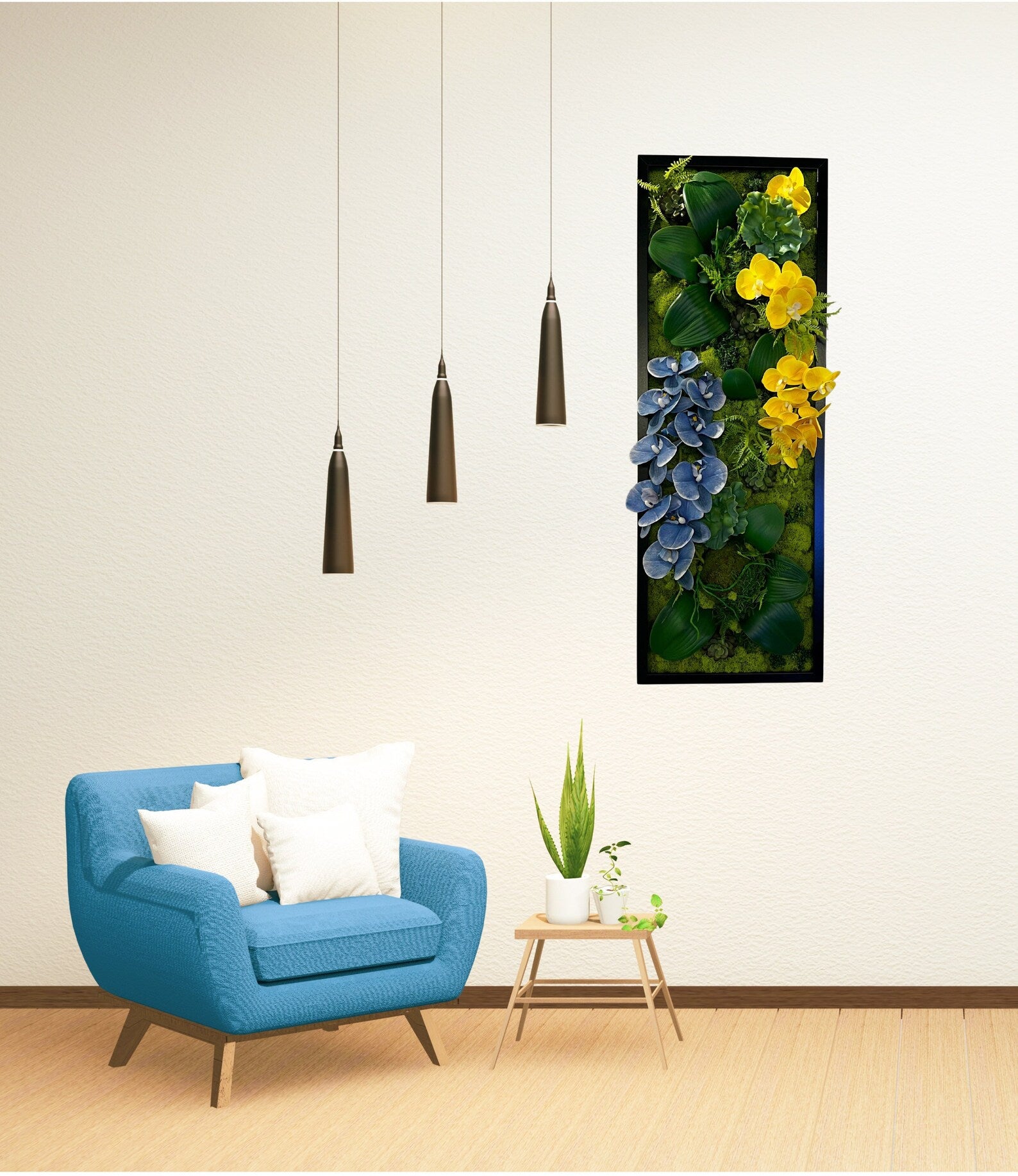 Orchid Moss Wall Art – Large Preserved Moss Decoration | White, Black, Gold Frames