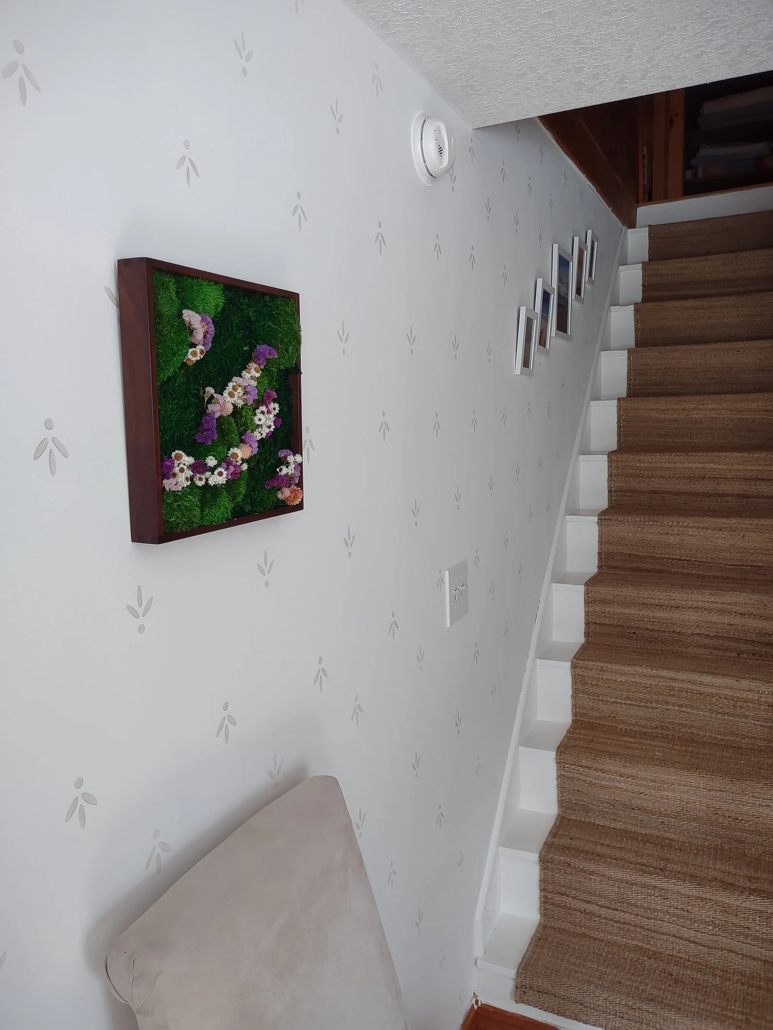 Moss Wall Art Set of 3 – 12x12 Flower Scape Tiles | Handmade Black Walnut Wood Frames | Nature Wall Decor