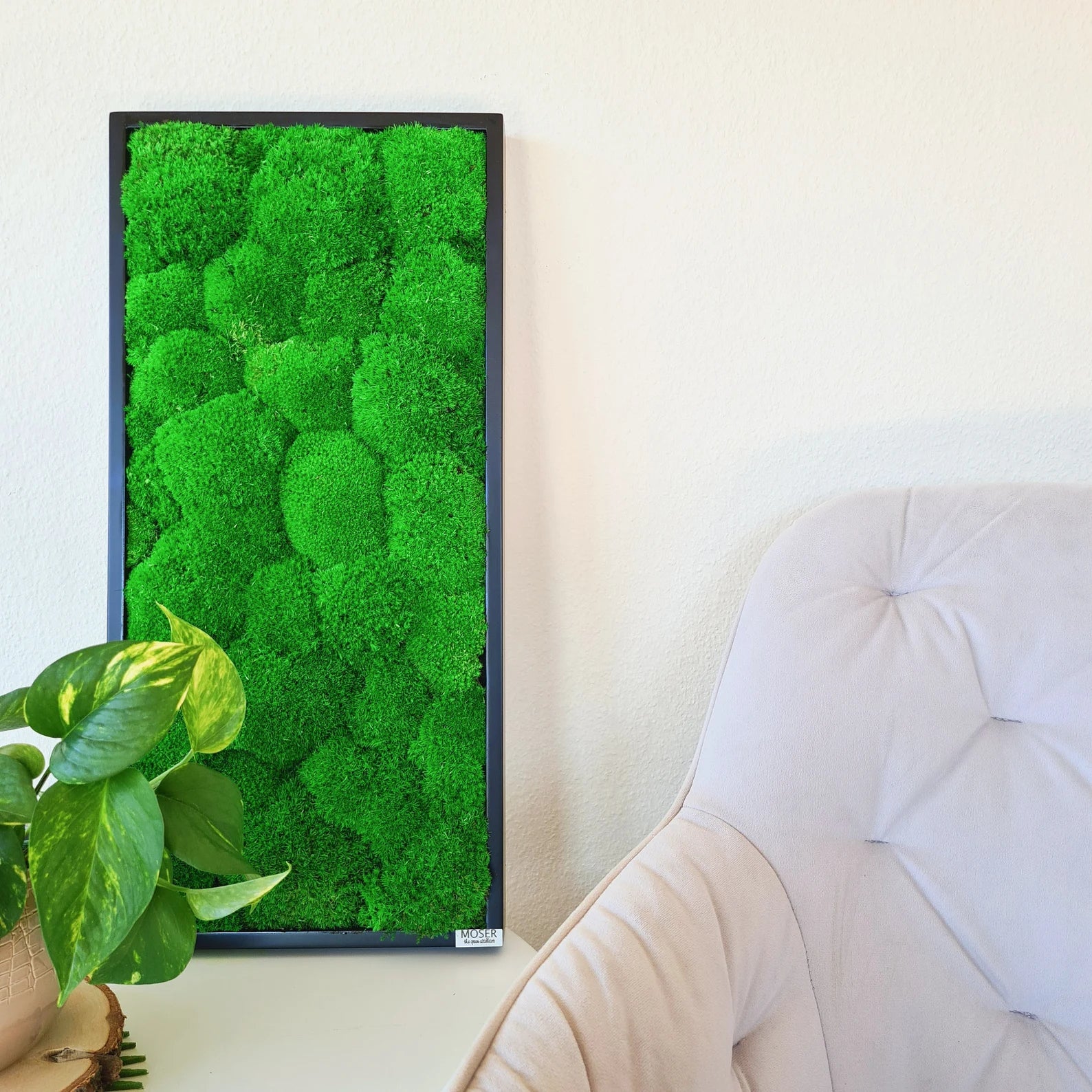 Bun Moss Wall Art – Premium Moss Picture with Logo for Living Room, Office & Large Spaces