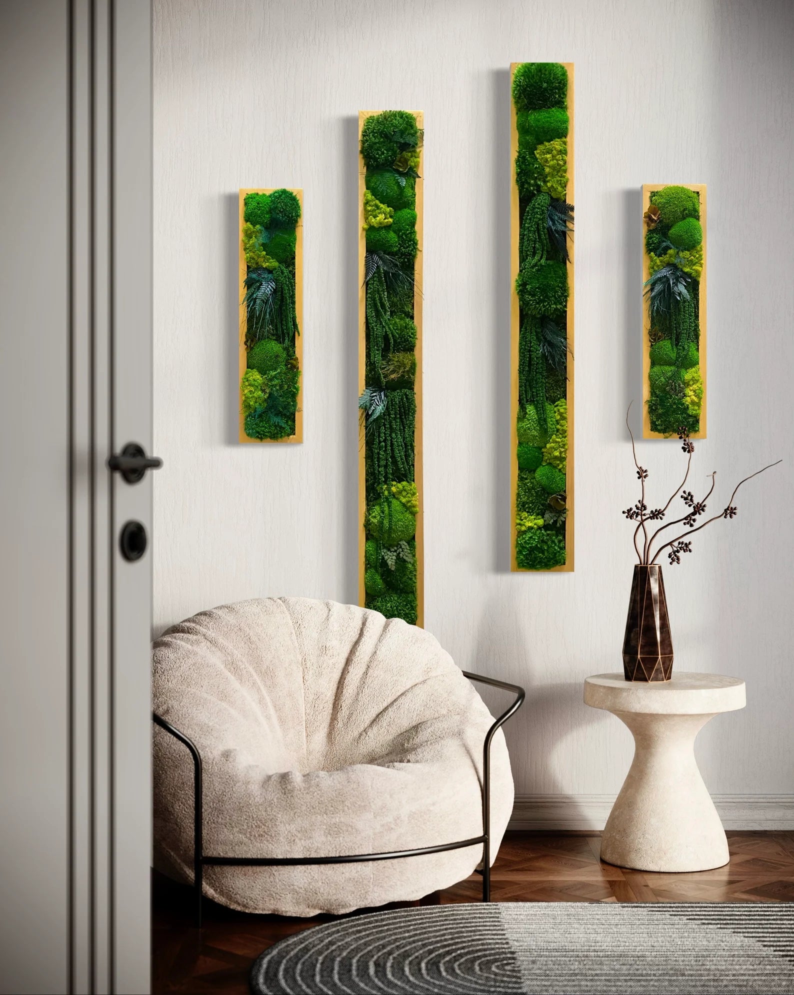 Preserved Moss Wall Art – Natural Greenery Panel with Ferns | Moss Wall Decor