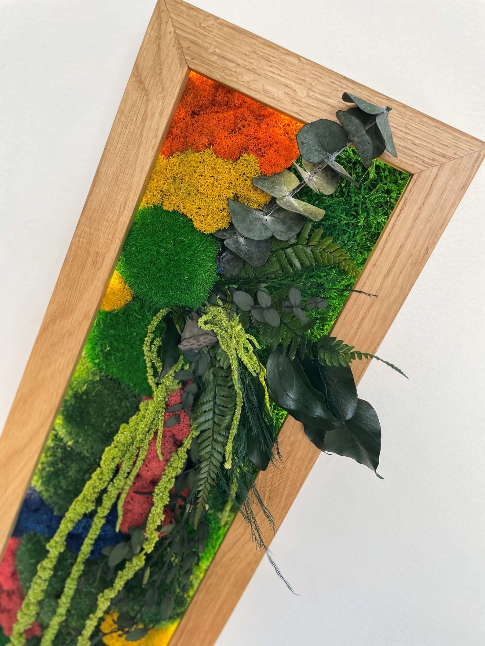 Illuminated Moss Frame Art – Large Preserved Moss Wall Decor, Vertical Garden, Green Nature Wall Art