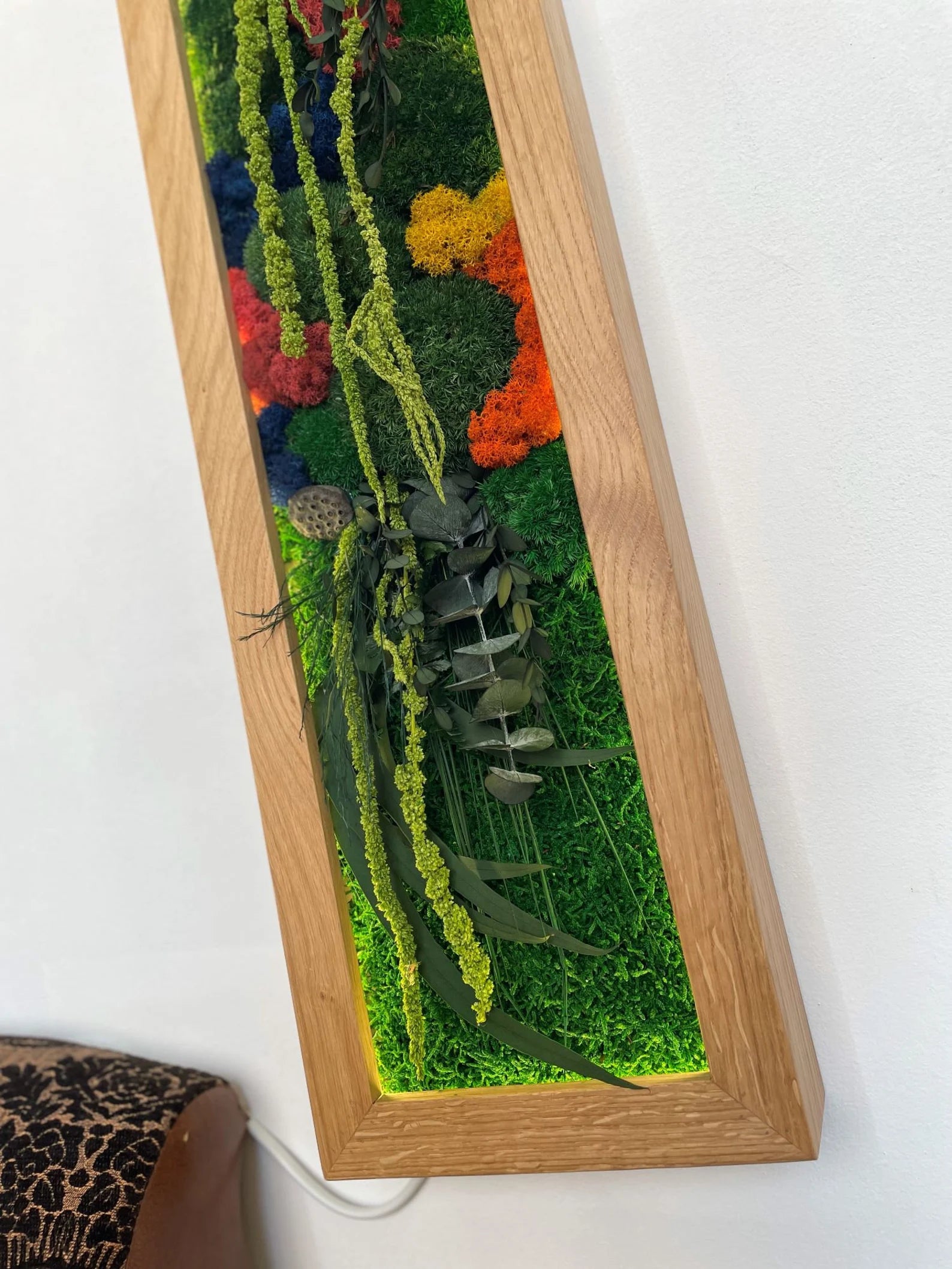 Illuminated Moss Frame Art – Large Preserved Moss Wall Decor, Vertical Garden, Green Nature Wall Art