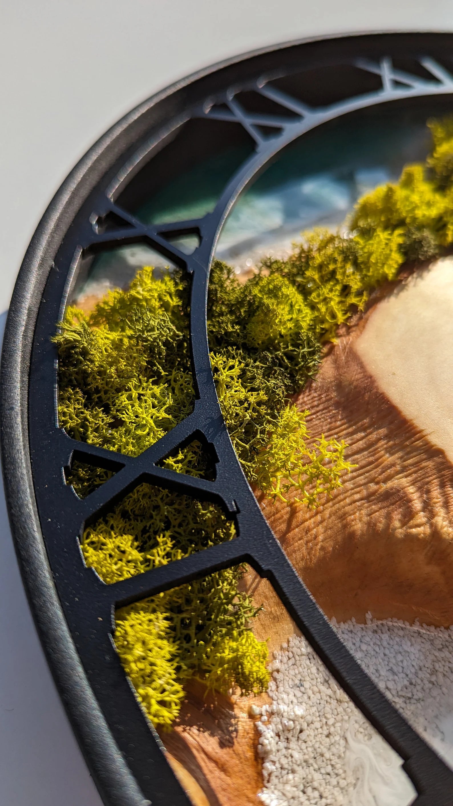 Moss Wood Wall Clock – Handmade Wooden & Metal Clock, Epoxy Resin Design, Preserved Stabilized Moss Wall Art
