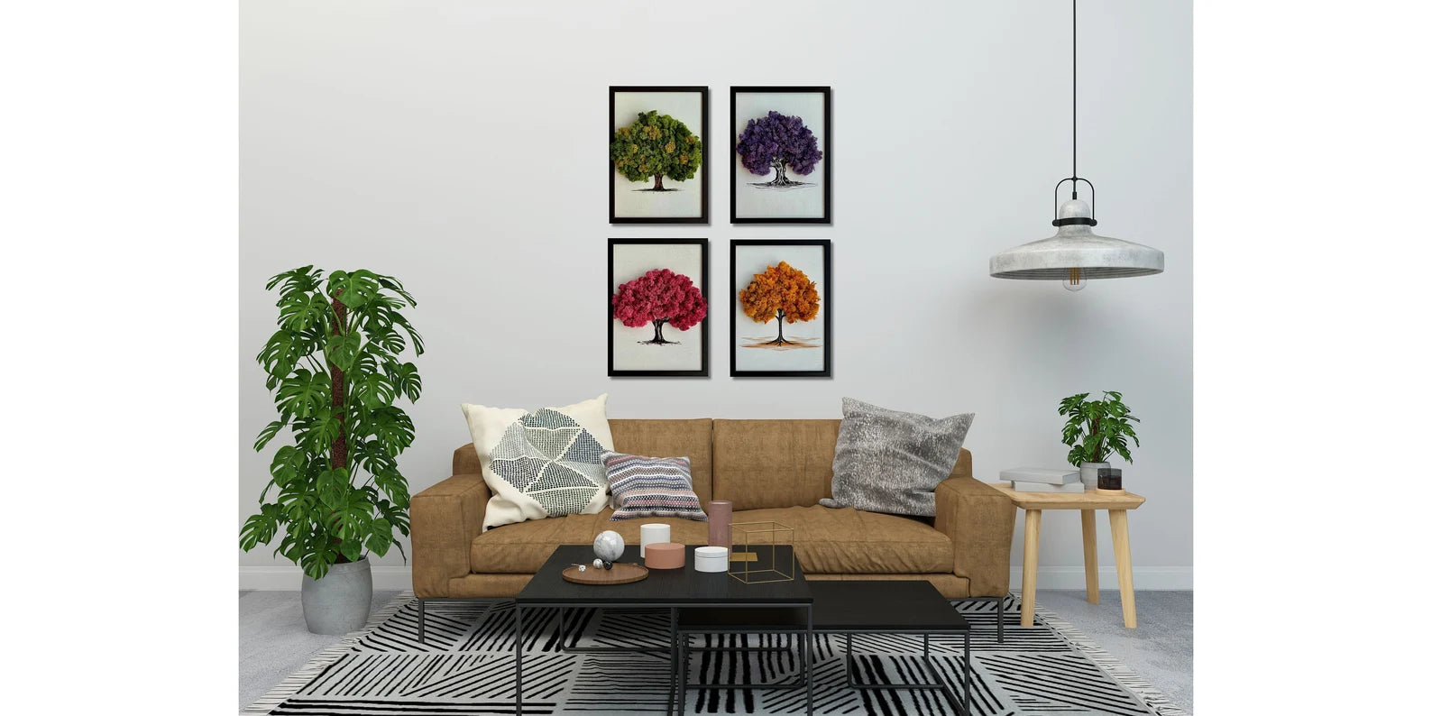 Preserved Moss Sakura Wall Art – Framed Reindeer Moss Picture, Unique Natural Home Décor Accent, Handmade Gift Idea, WDSLO