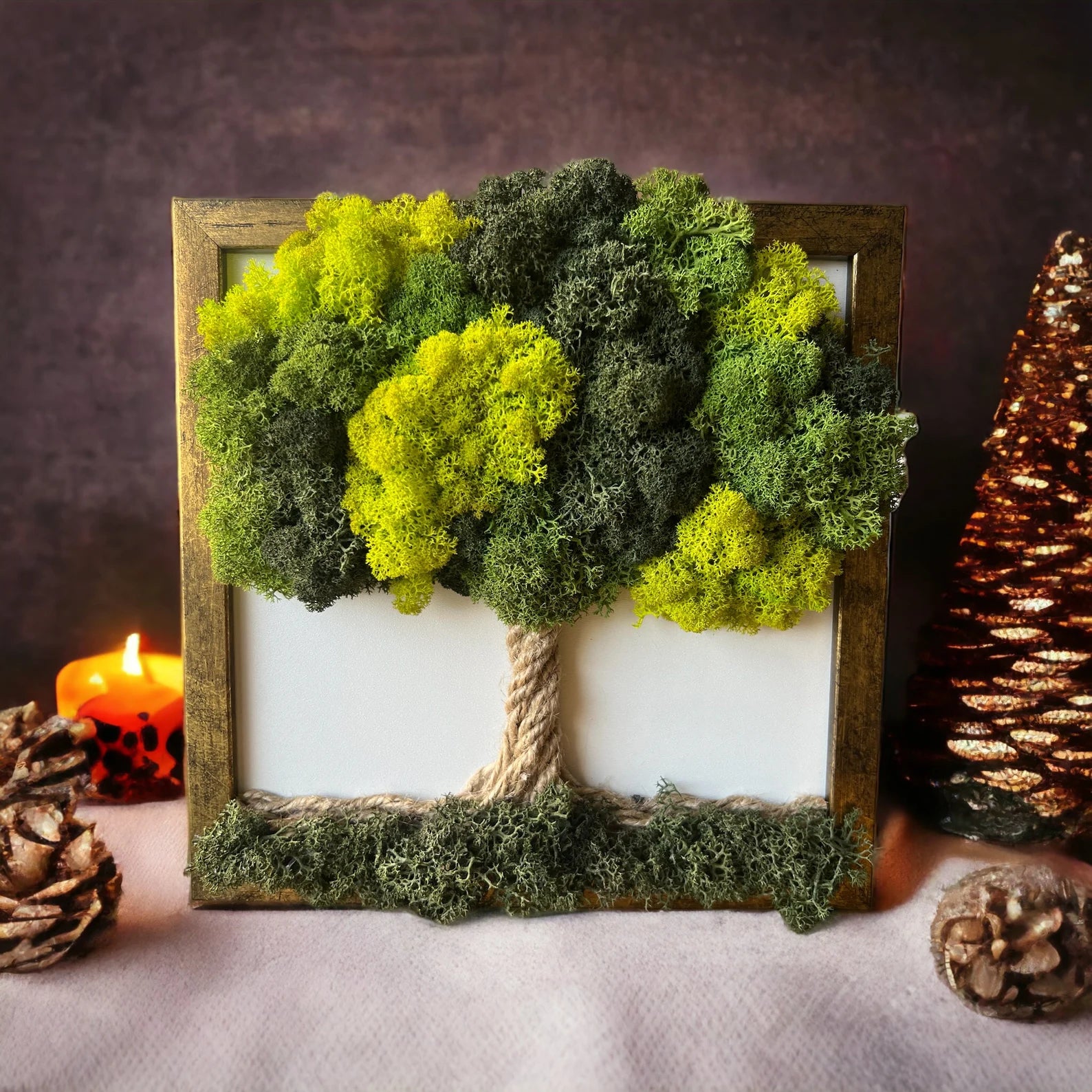Green Moss Wall Art – Preserved Moss Tree, Tree of Life Wall Decor, Therapy Office and Home Decoration, Spring Nature Gift