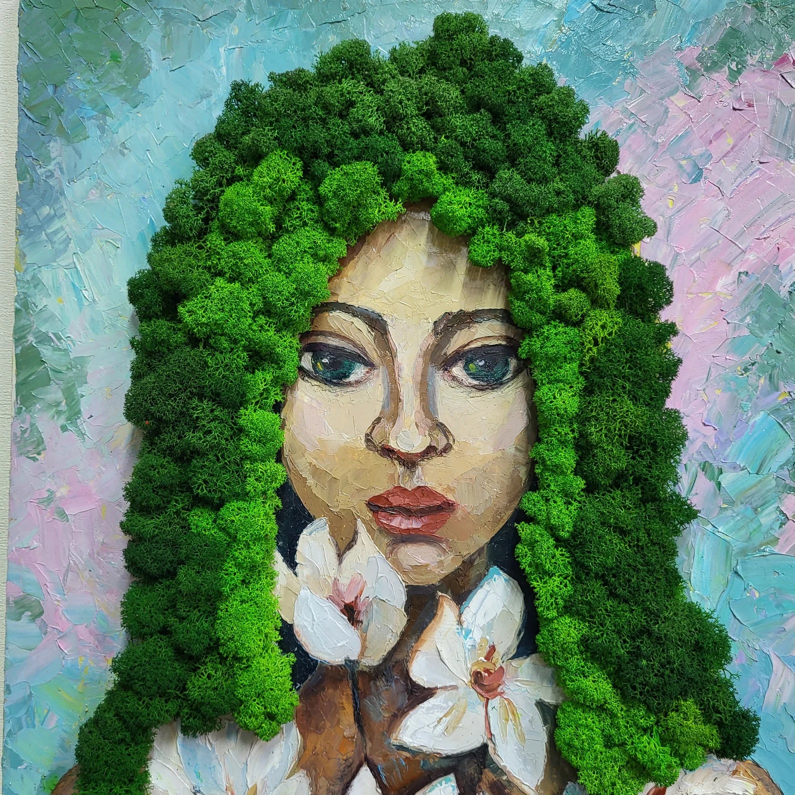 Oil Portrait with Scandinavian Reindeer Moss – Moss Wall Art