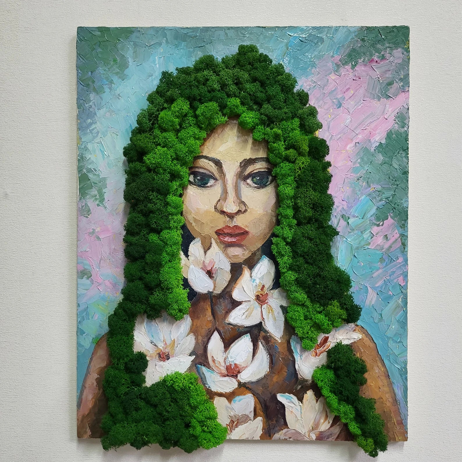 Oil Portrait with Scandinavian Reindeer Moss – Moss Wall Art