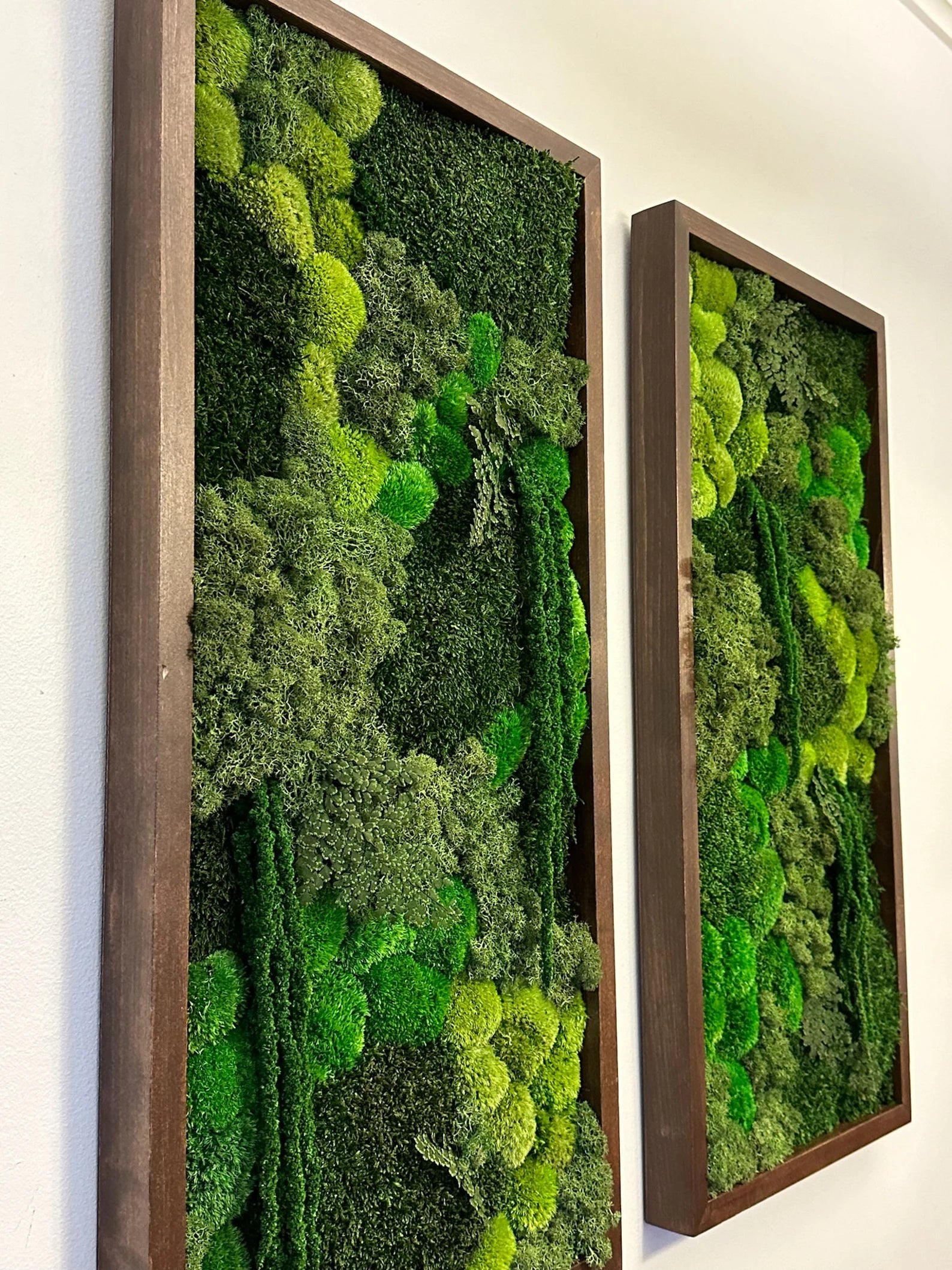 Large Rectangle Moss Wall Art – Preserved Green Moss Decor with Wood Frame | Sets of 1–4