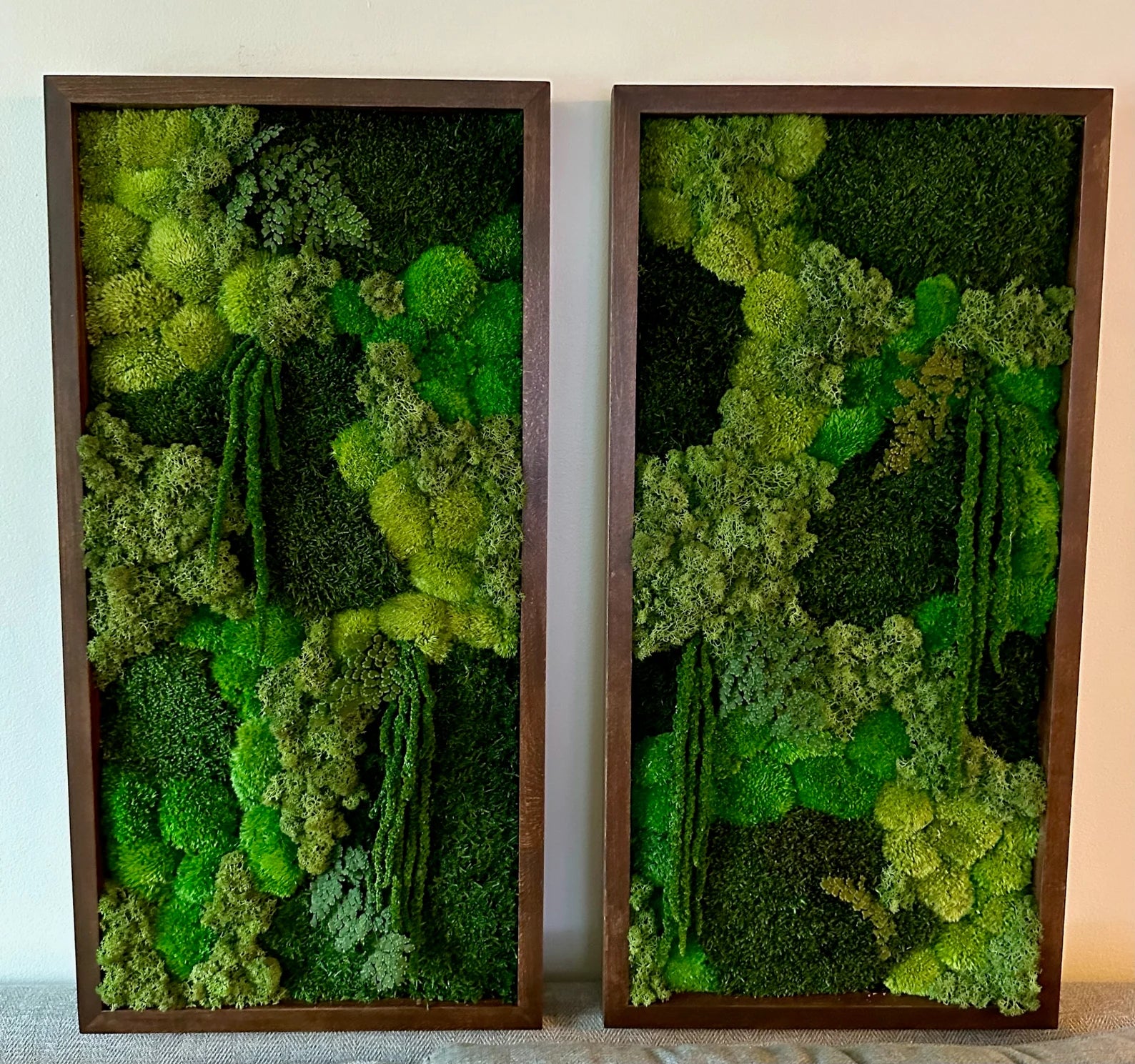 Large Rectangle Moss Wall Art – Preserved Green Moss Decor with Wood Frame | Sets of 1–4