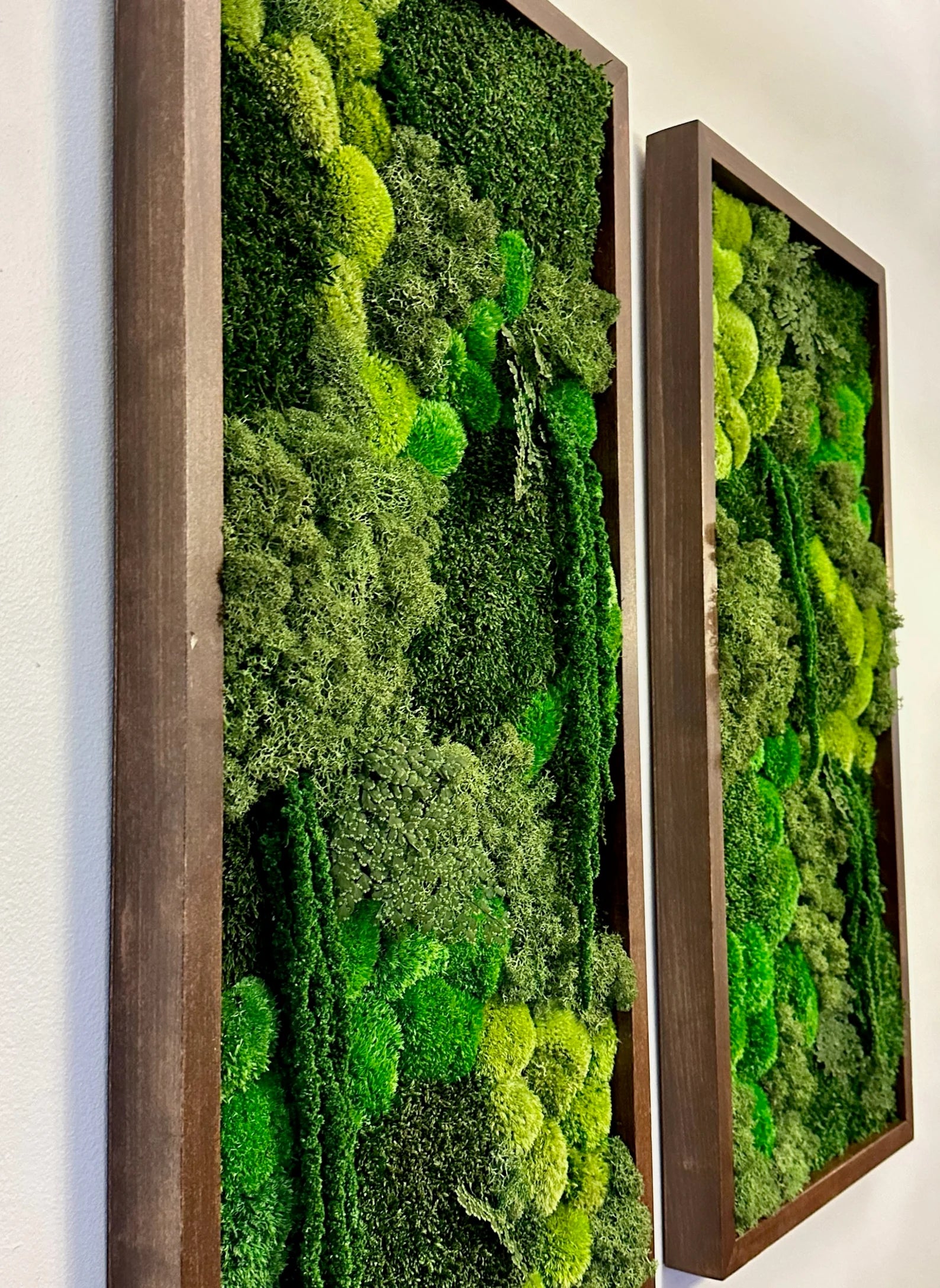 Large Rectangle Moss Wall Art – Preserved Green Moss Decor with Wood Frame | Sets of 1–4