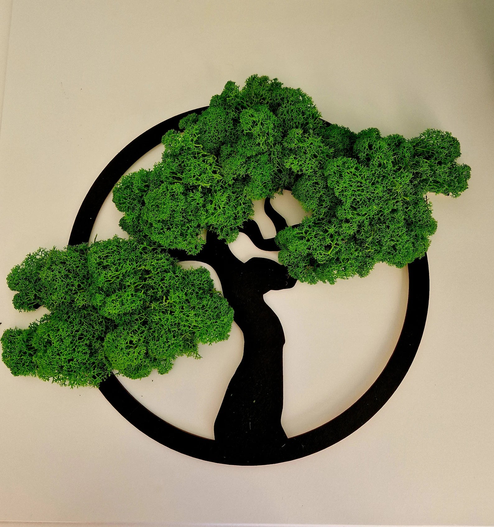 Vertical Preserved Moss Wall Art – Reindeer Moss Tree Decoration for Home & Entryway