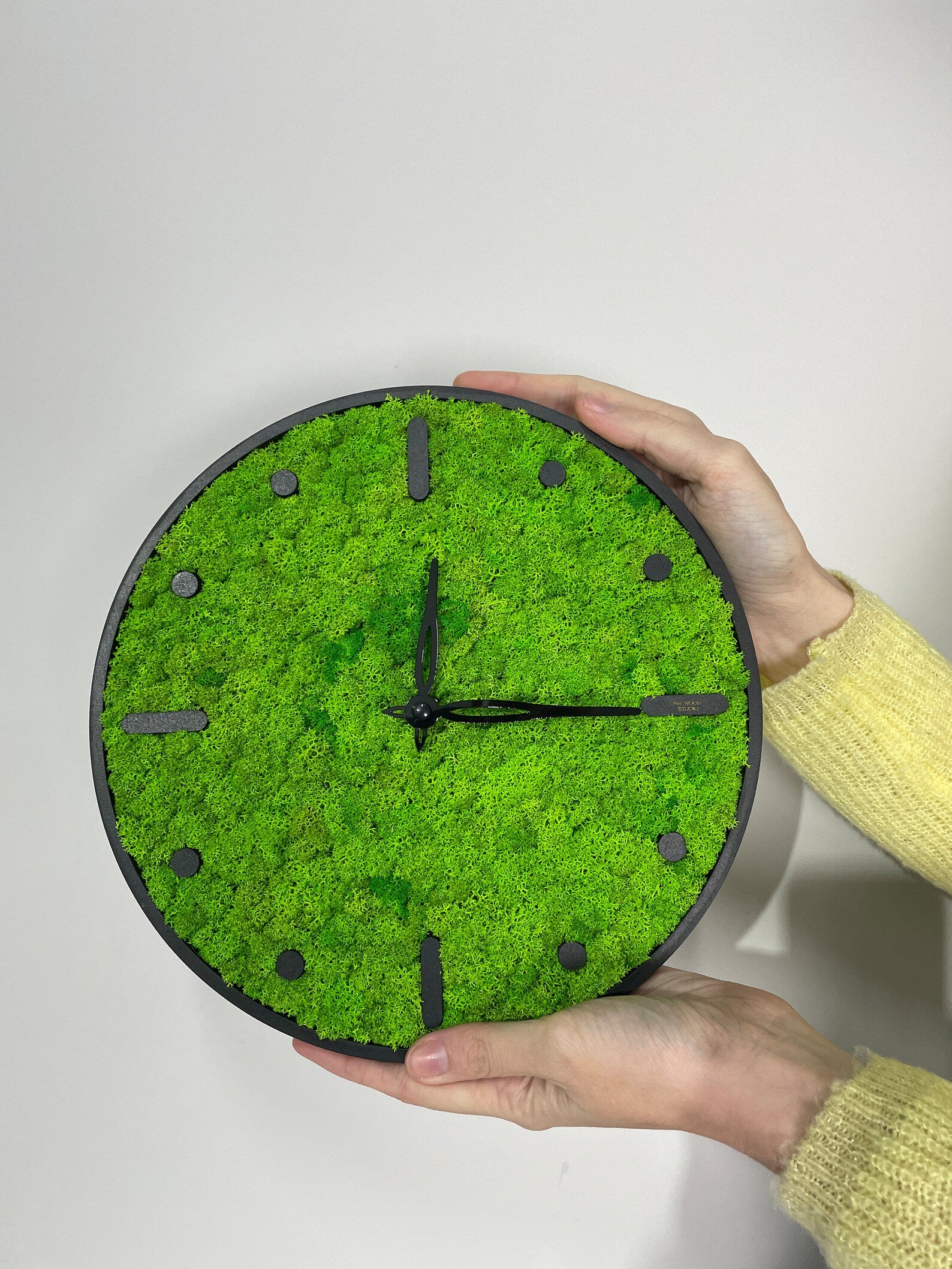 Unique Moss Wall Clock – Preserved Green Wall Art for Modern Kitchen Decoration