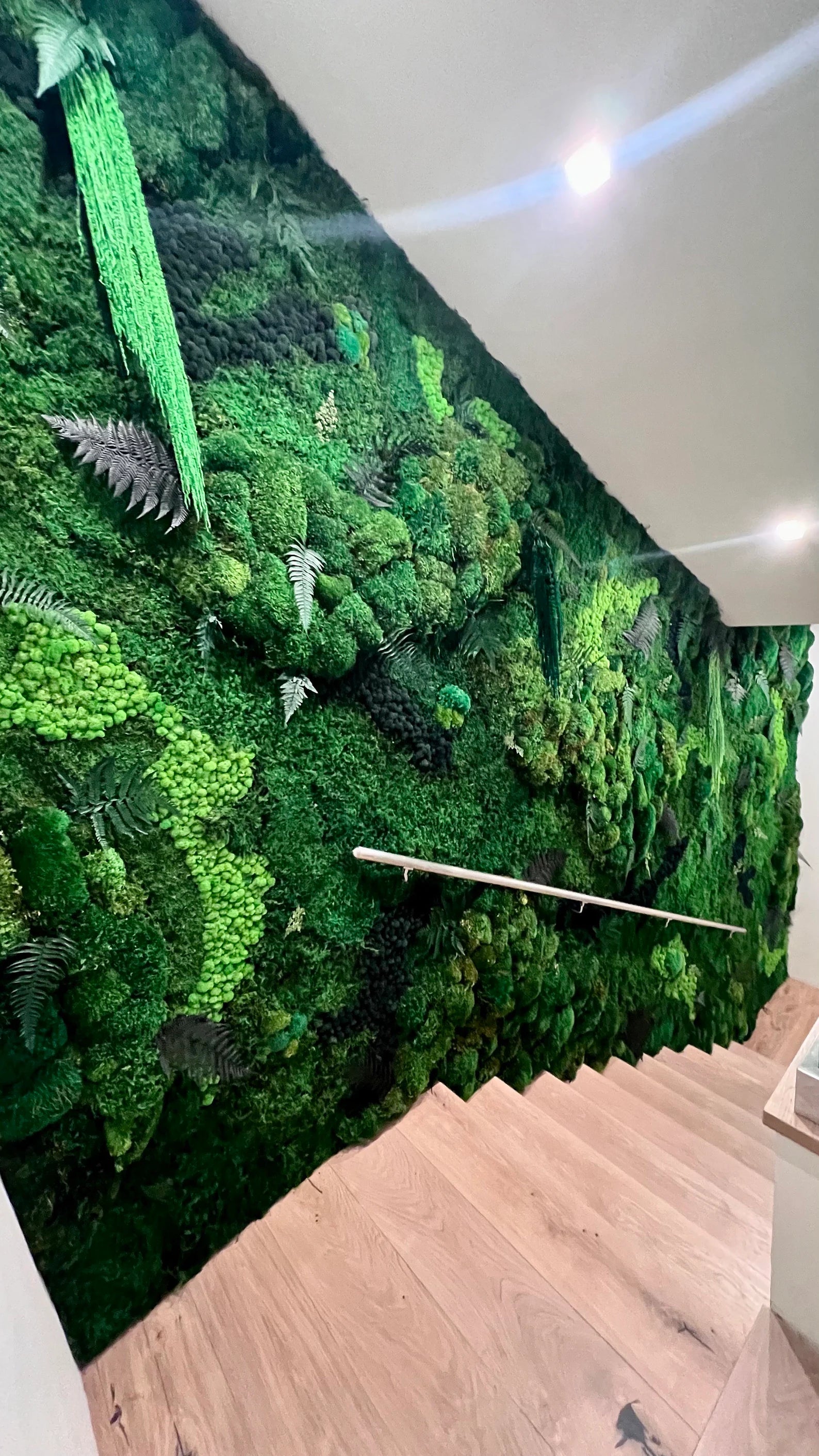 Rainforest Botanical Moss Wall Art – Handcrafted Preserved Moss with Amaranth & Lush Ferns