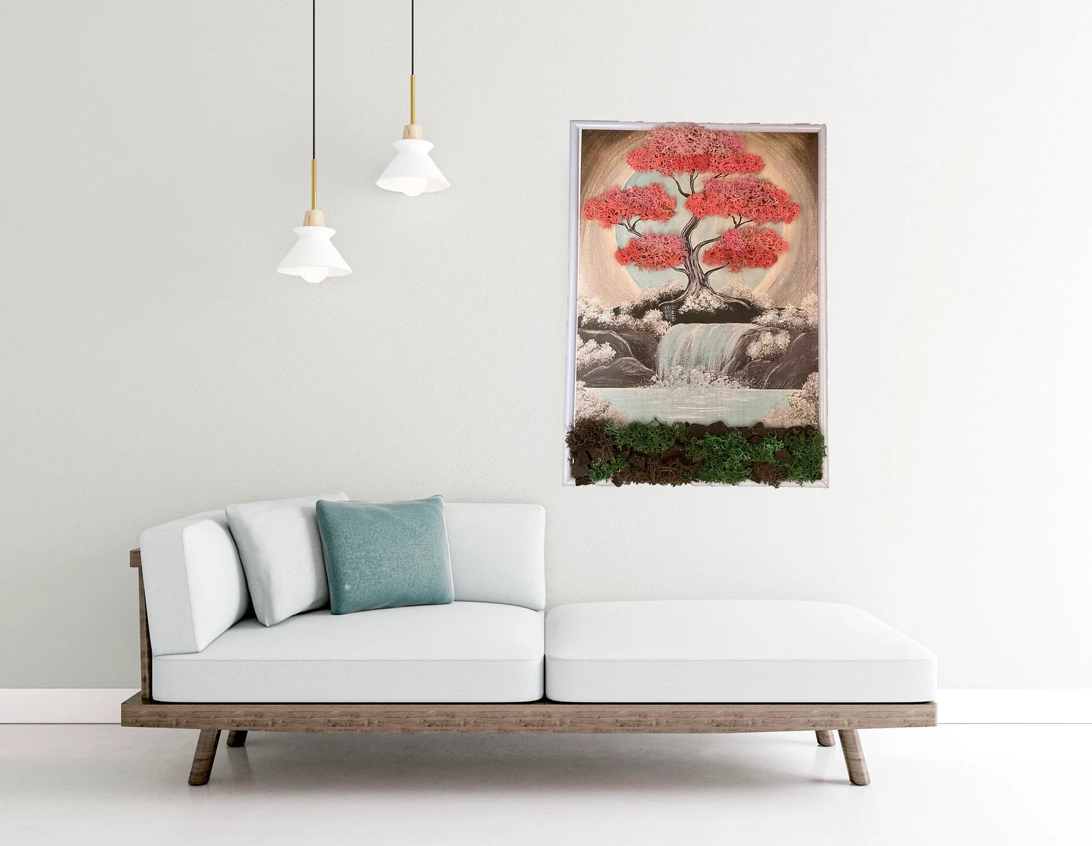 Moss Wall Decor – Preserved Moss Art Picture | Nature Inspired Room Decor