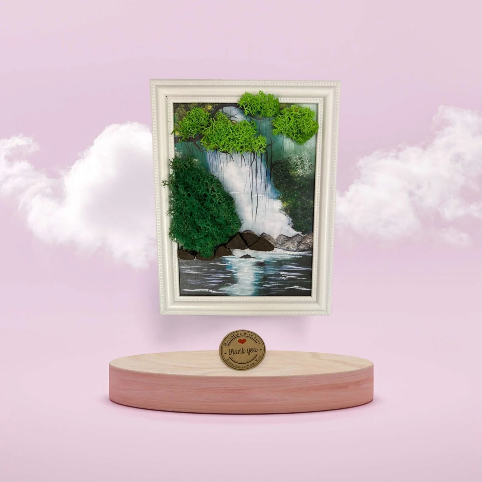 Scandinavian Moss Wall Art – Natural Green Decor Picture | Air Purifying Moss Frame for Home & Office