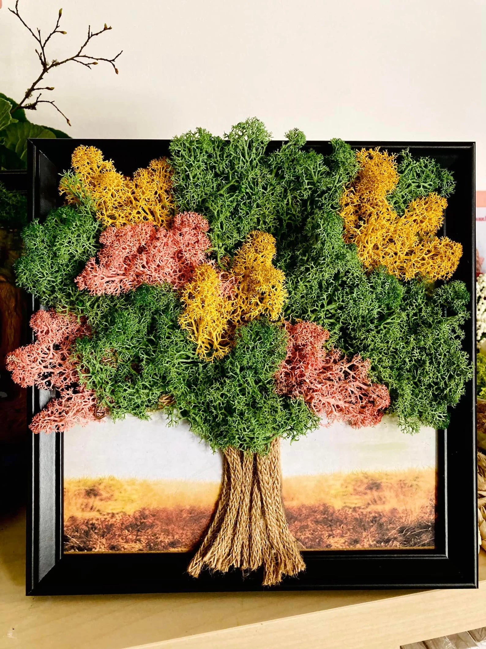 Tree of Life Moss Wall Art – Framed Preserved Moss Decor for Home or Office