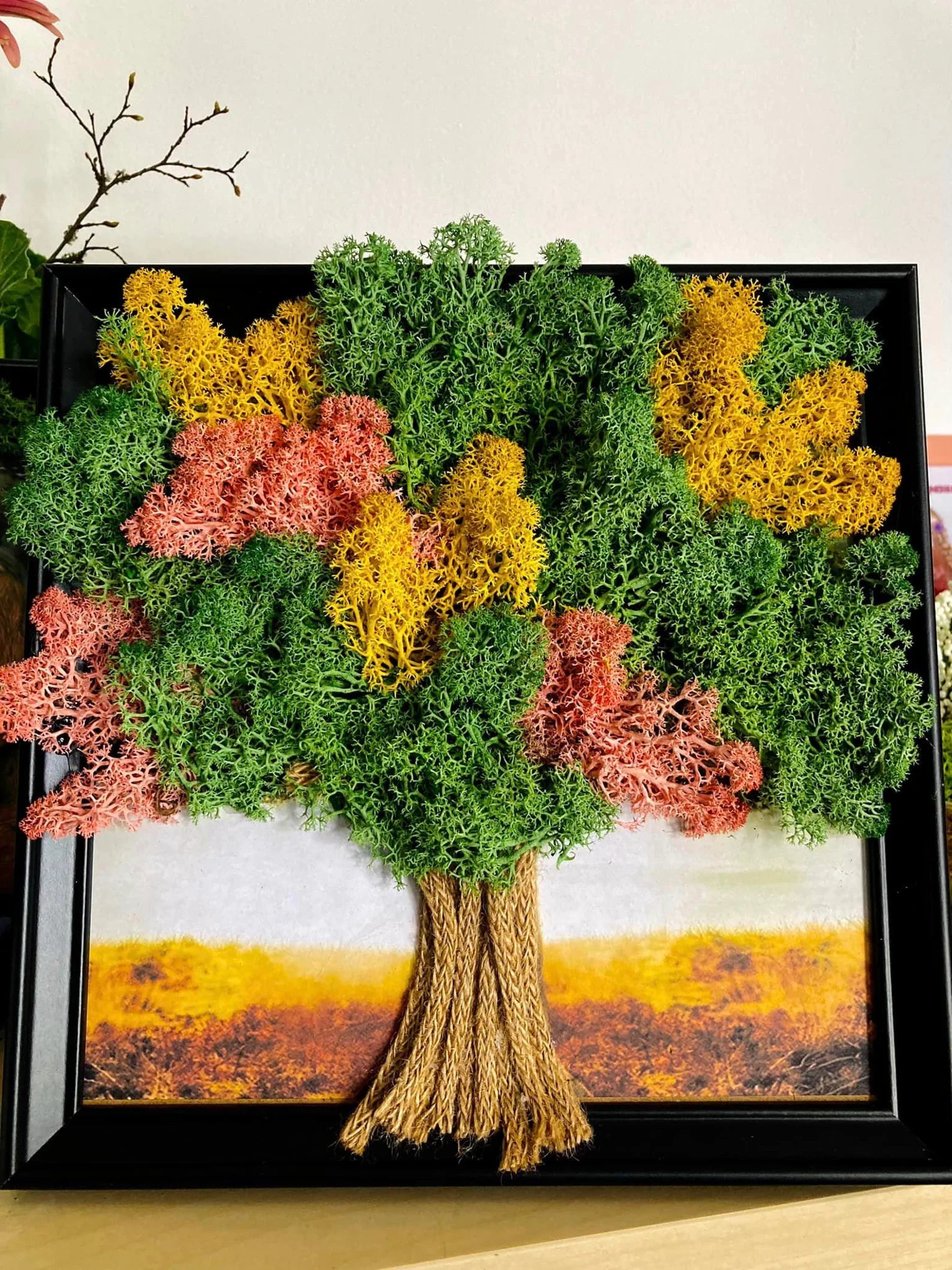 Tree of Life Moss Wall Art – Framed Preserved Moss Decor for Home or Office