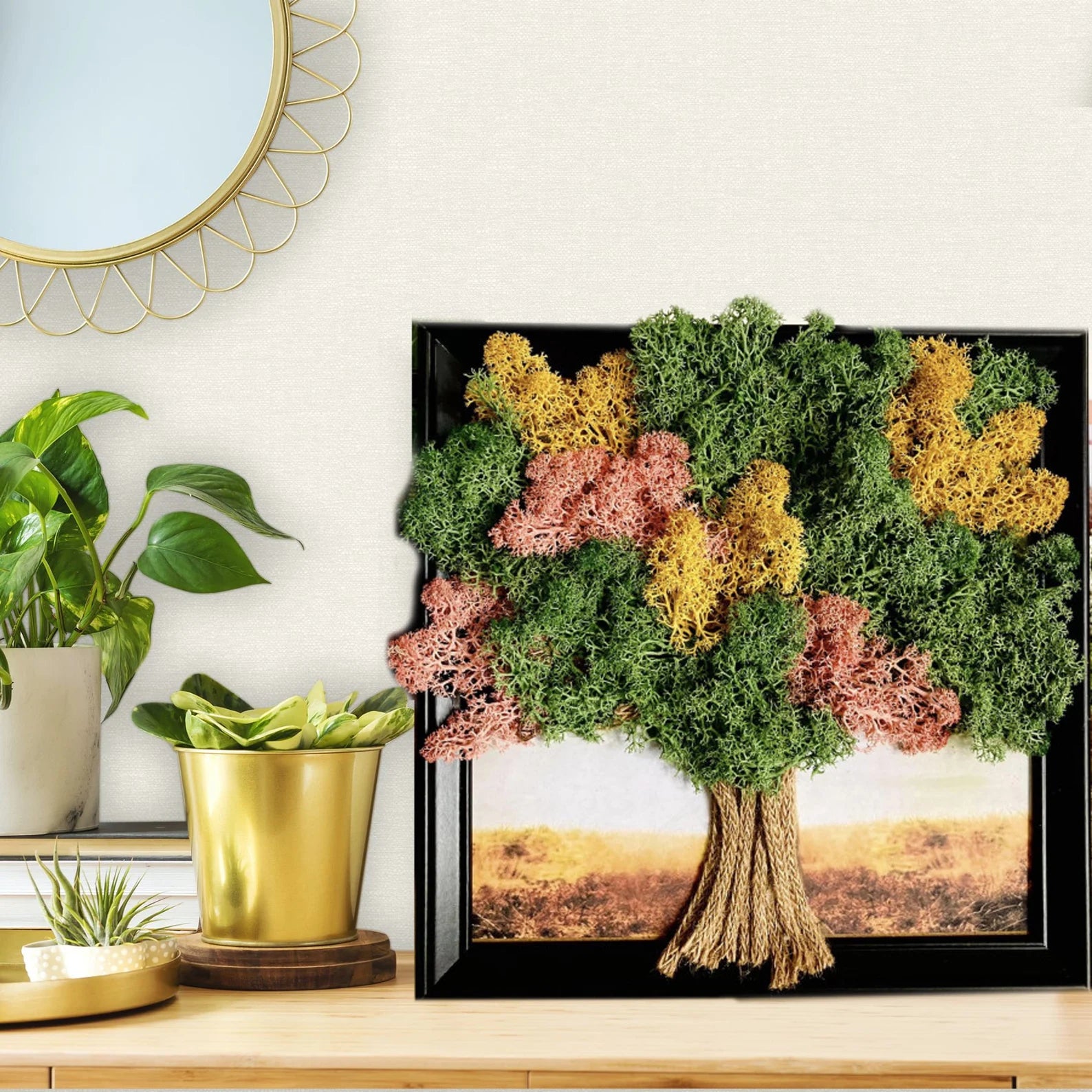 Tree of Life Moss Wall Art – Framed Preserved Moss Decor for Home or Office