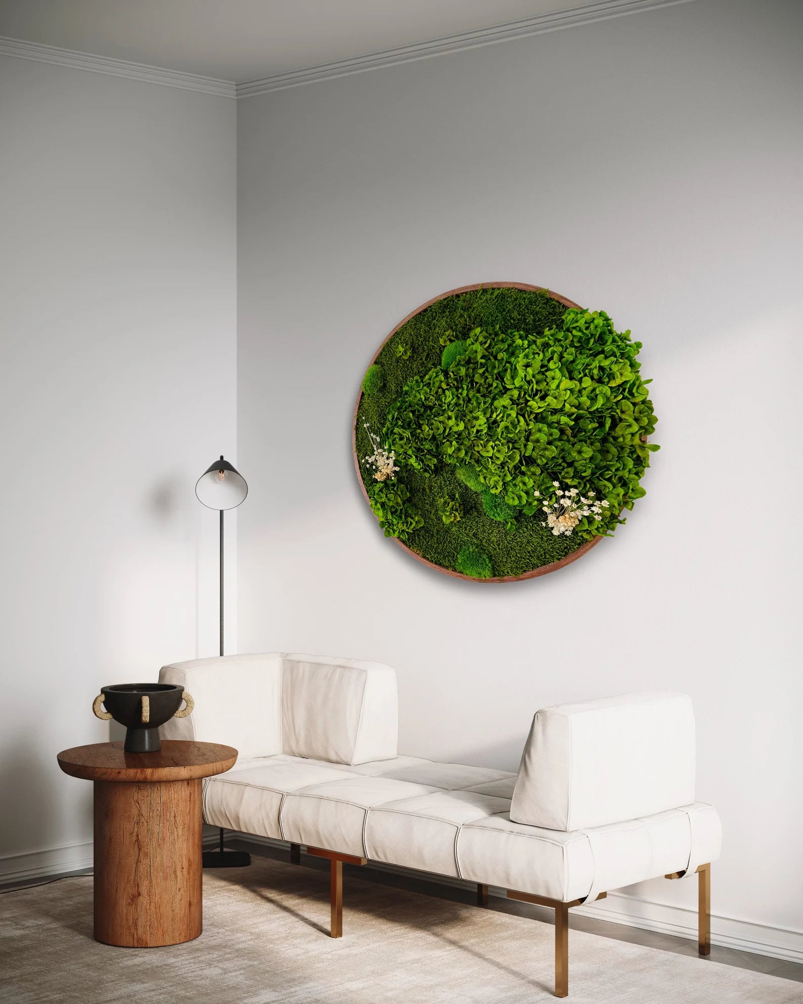 Round Moss Wall Art – Preserved Green Moss Decor | Circular Living Wall Design