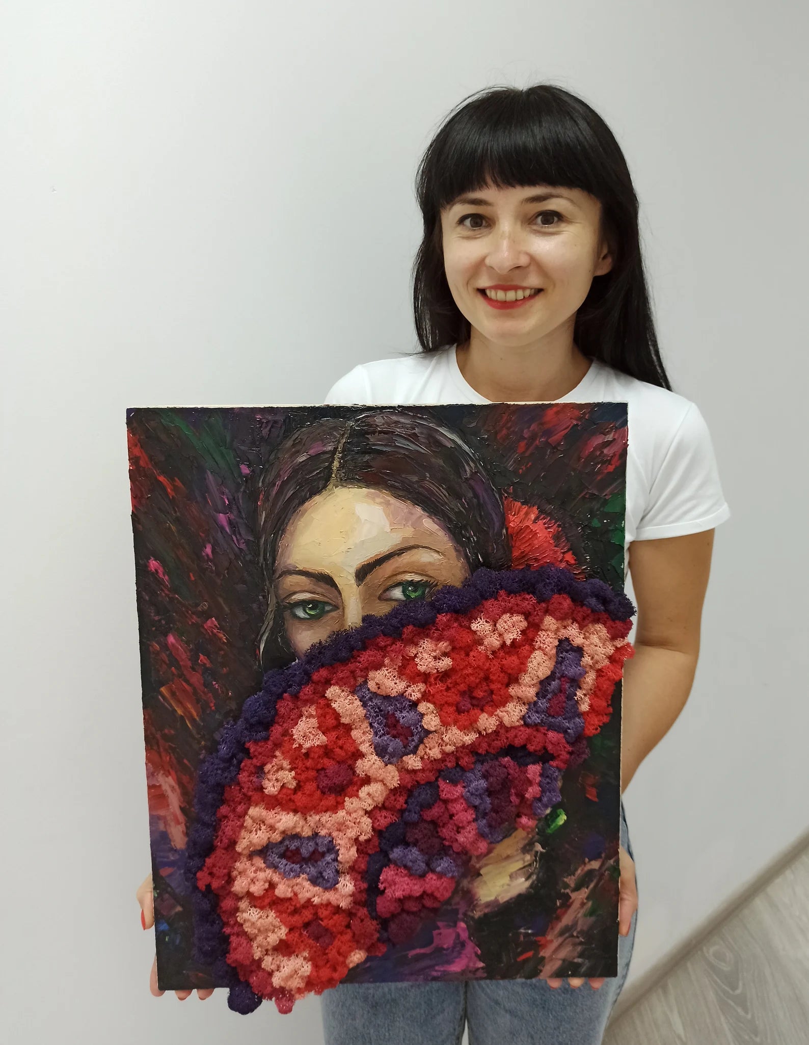 Mixed Media Moss Art – Oil Painting Nature Wall Decor