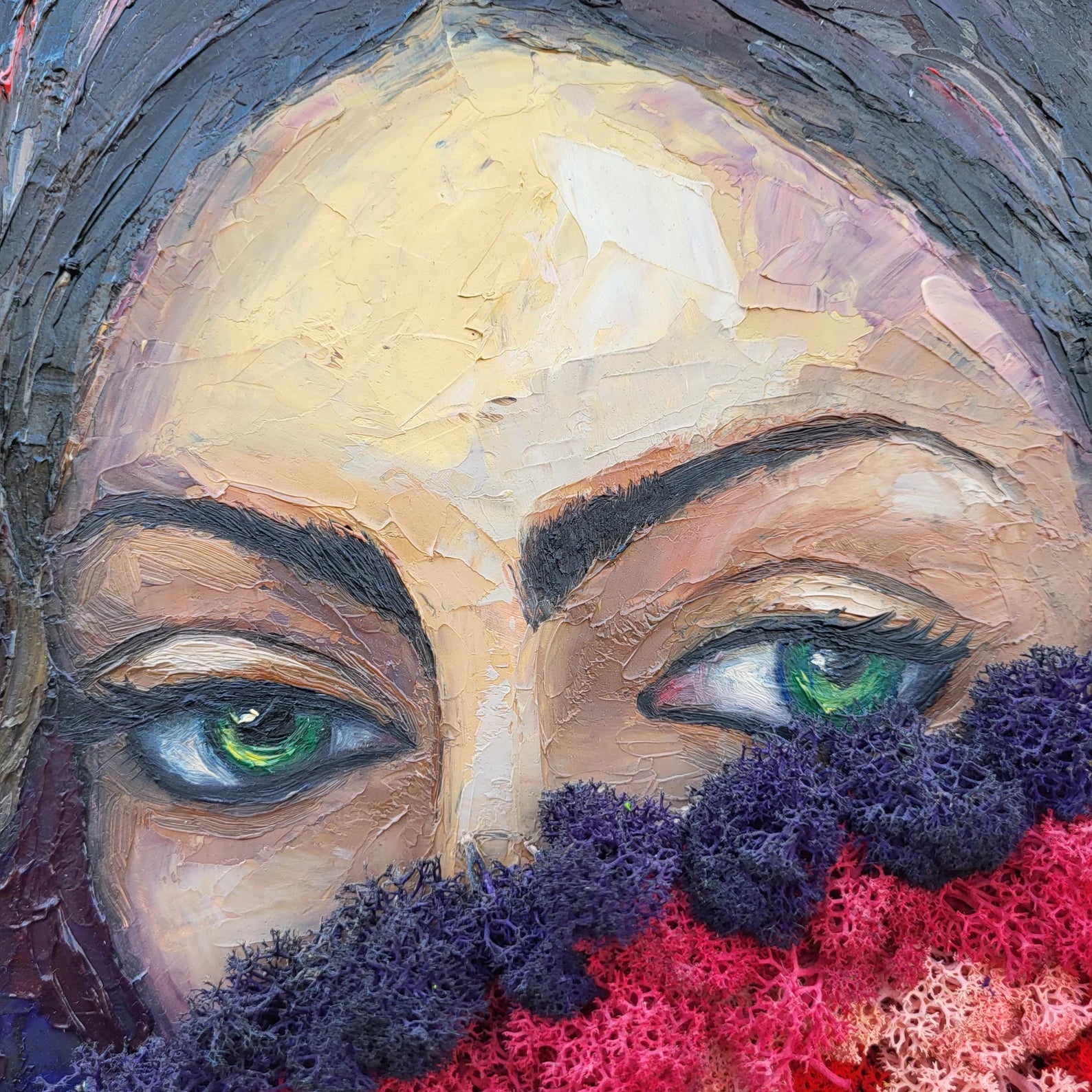 Mixed Media Moss Art – Oil Painting Nature Wall Decor