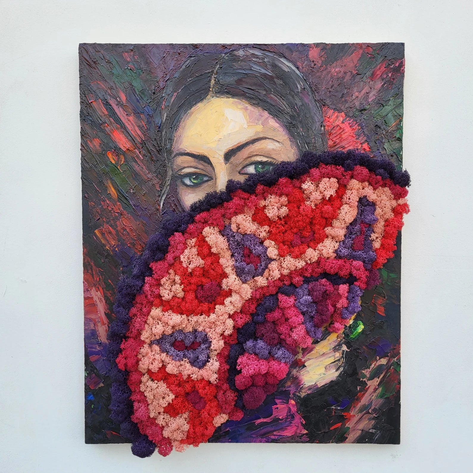 Mixed Media Moss Art – Oil Painting Nature Wall Decor