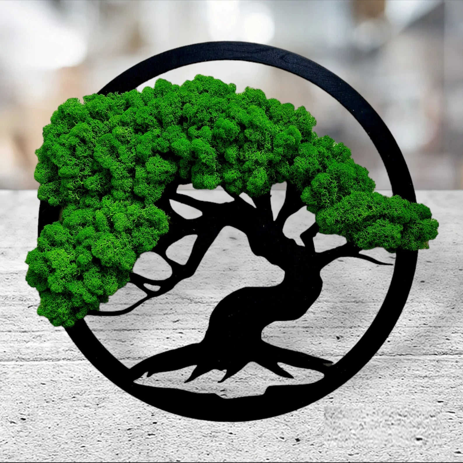 Tree of Life Moss Wall Art – Large Green Wall Decoration with Natural Reindeer Moss