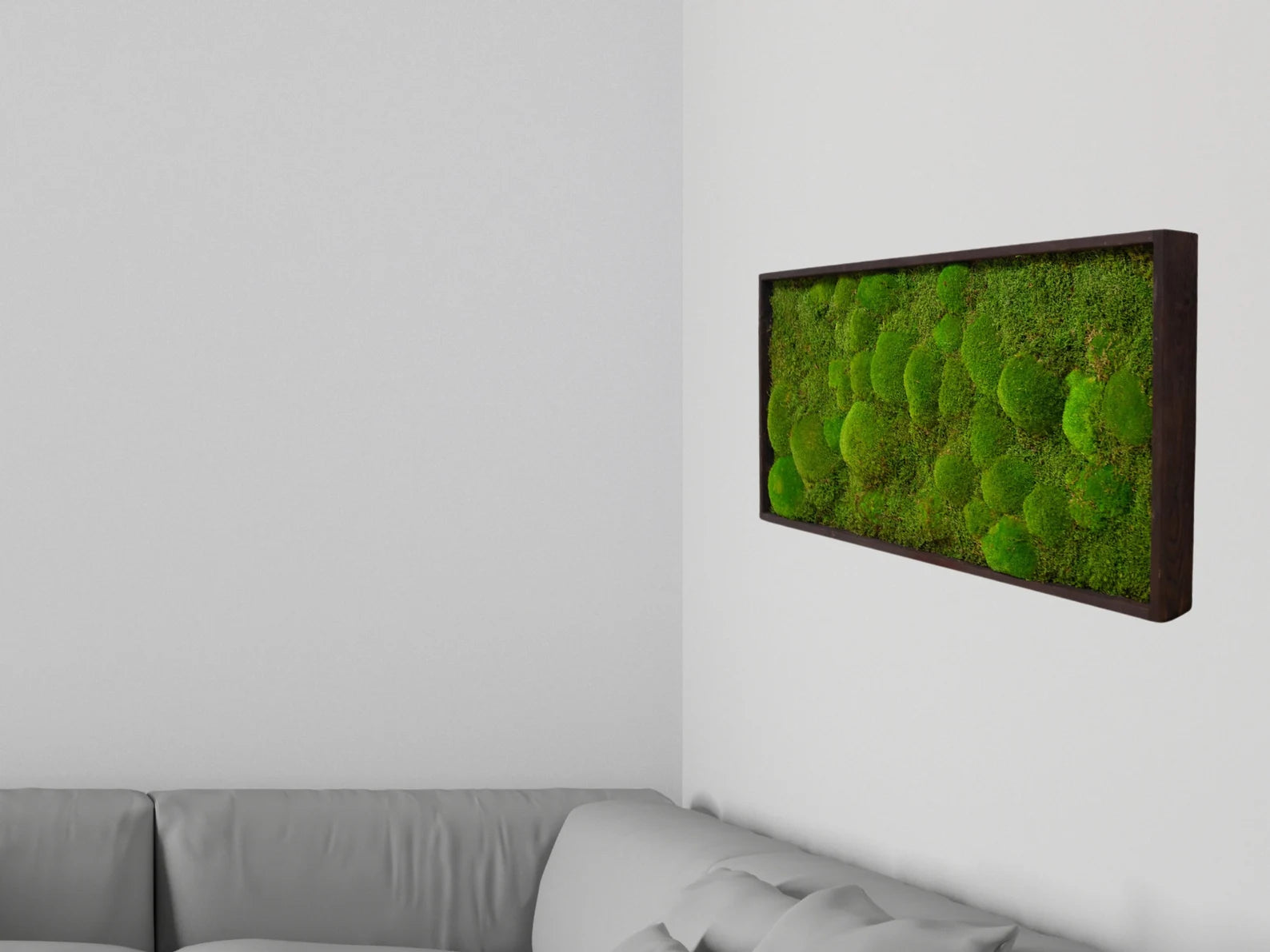 Large Moss Wall Art – Preserved Green Decor in Pine Wood Frame