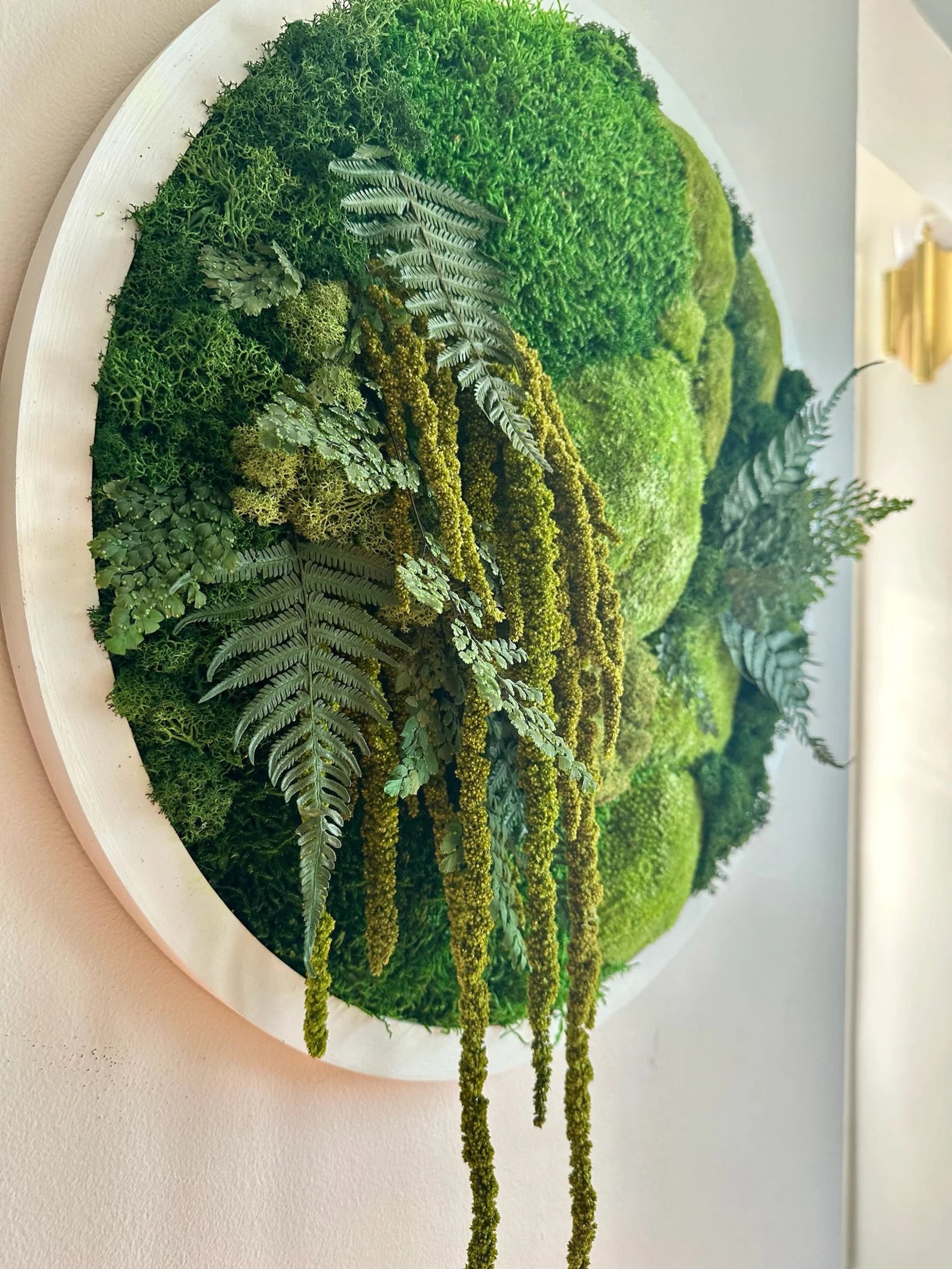 Round Moss Wall Art – 20" Circle Frame with Preserved Reindeer & Sheet Moss