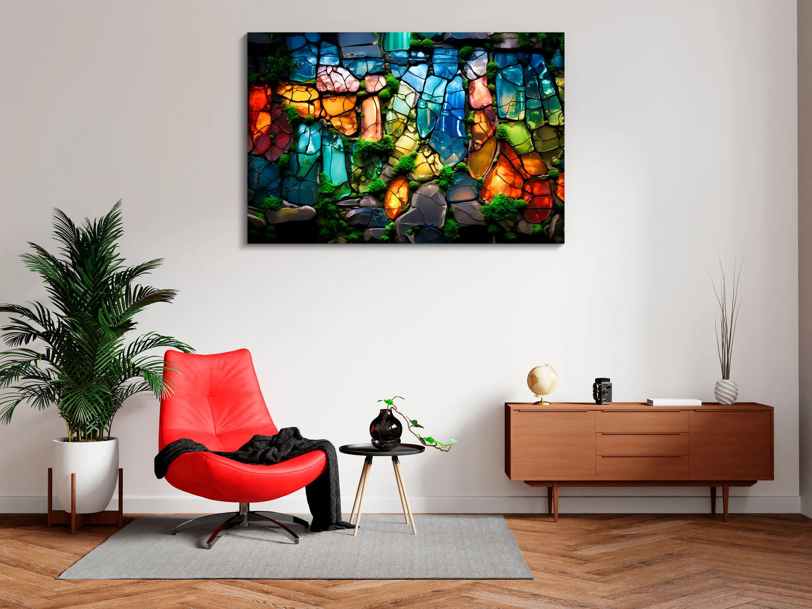 Moss & Gems Luxury Wall Art – Crystal AcrylGlass Print, Extra Large